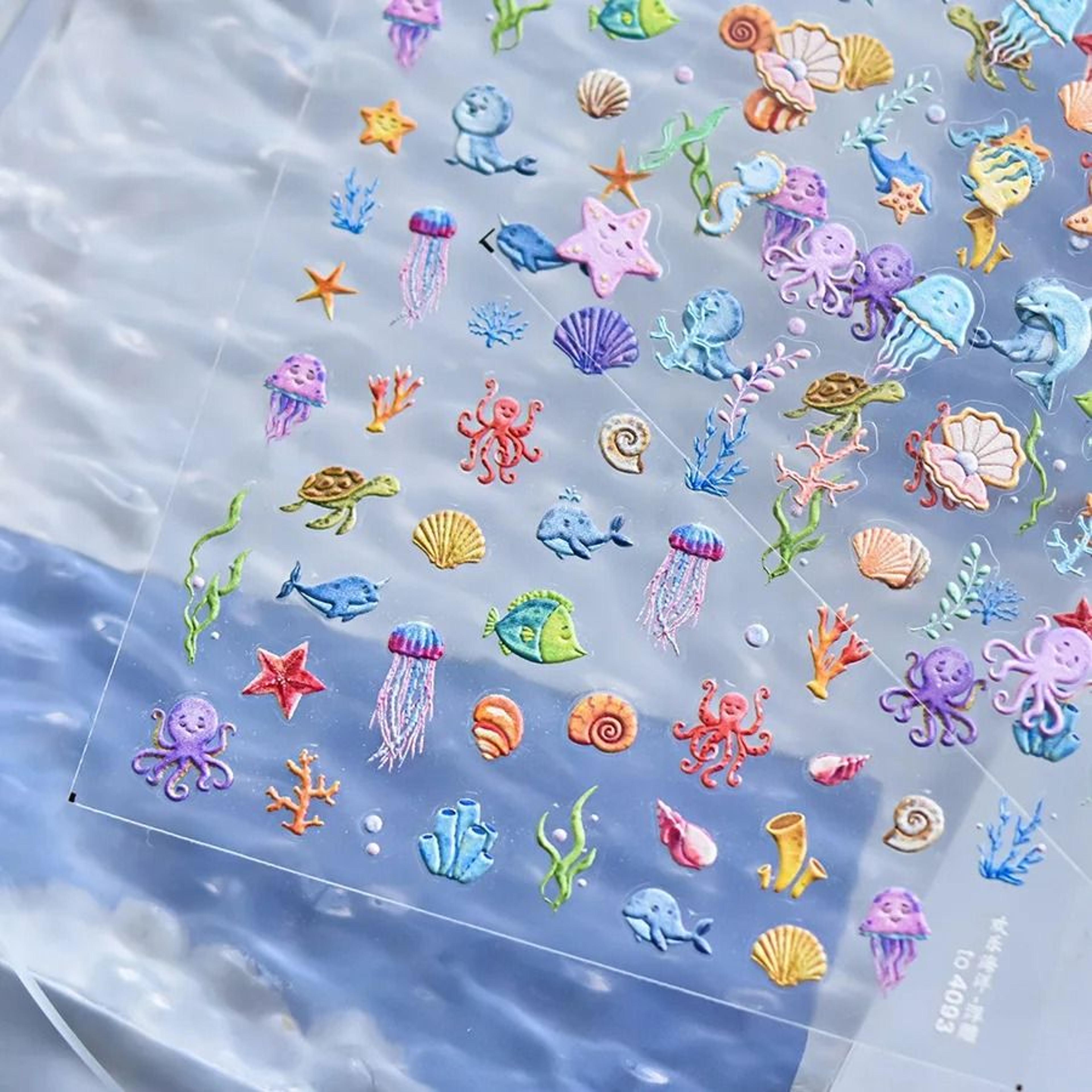 5d bubble nail art stickers shell light cat heart summer manicure decals