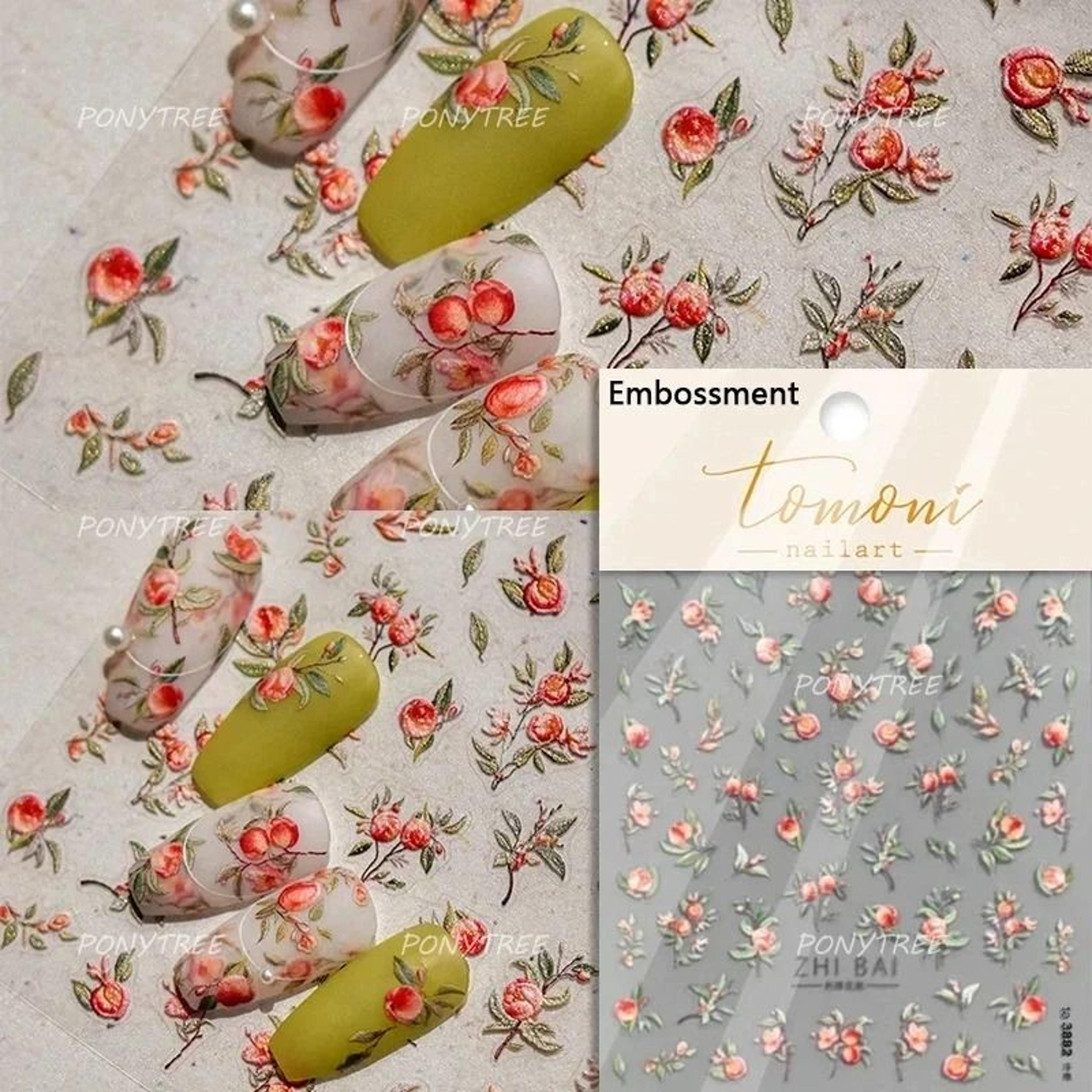 5d frangipani nail stickers colorful lily flower romantic manicure decals