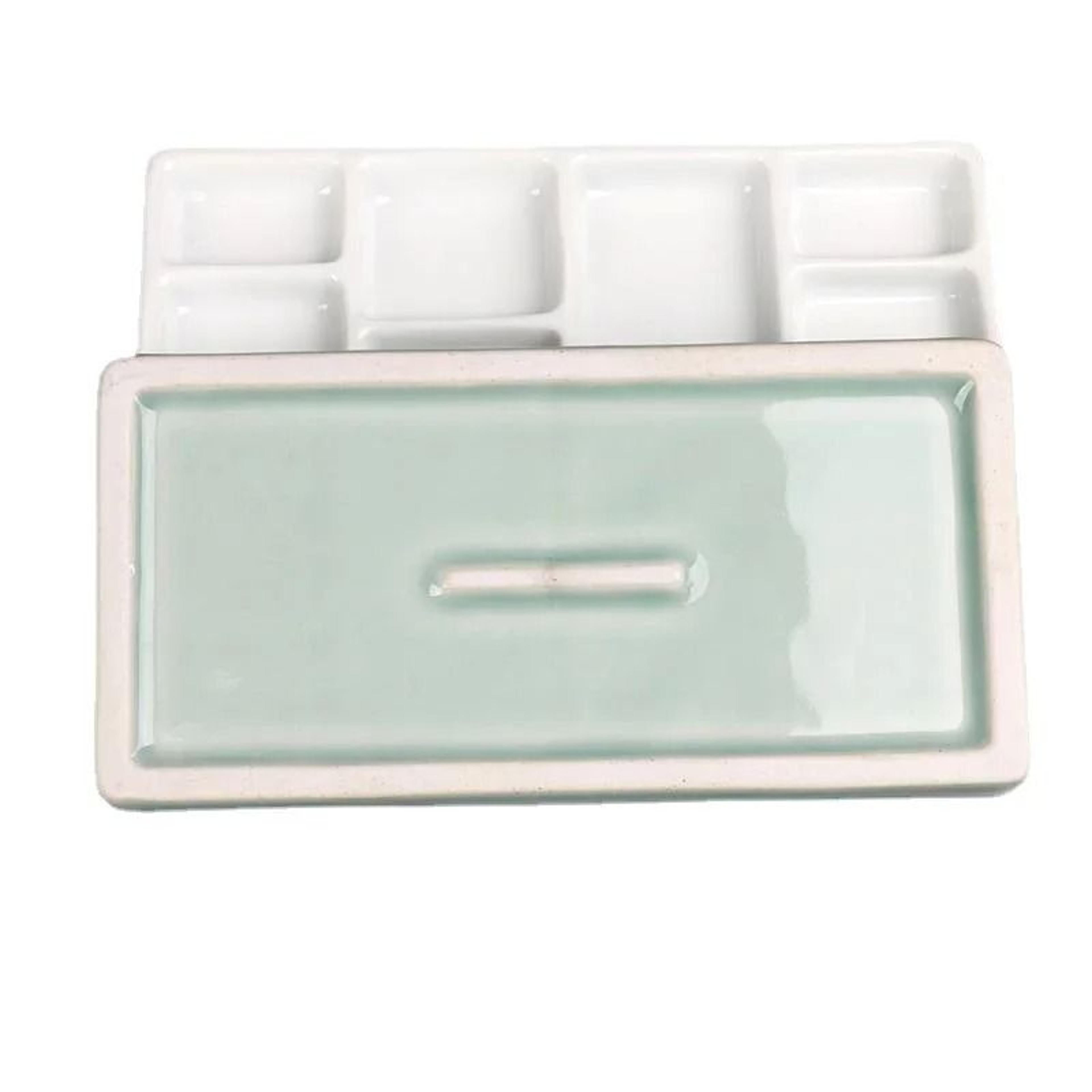 square ceramic watercolor palette multi grid porcelain paint mixing tray