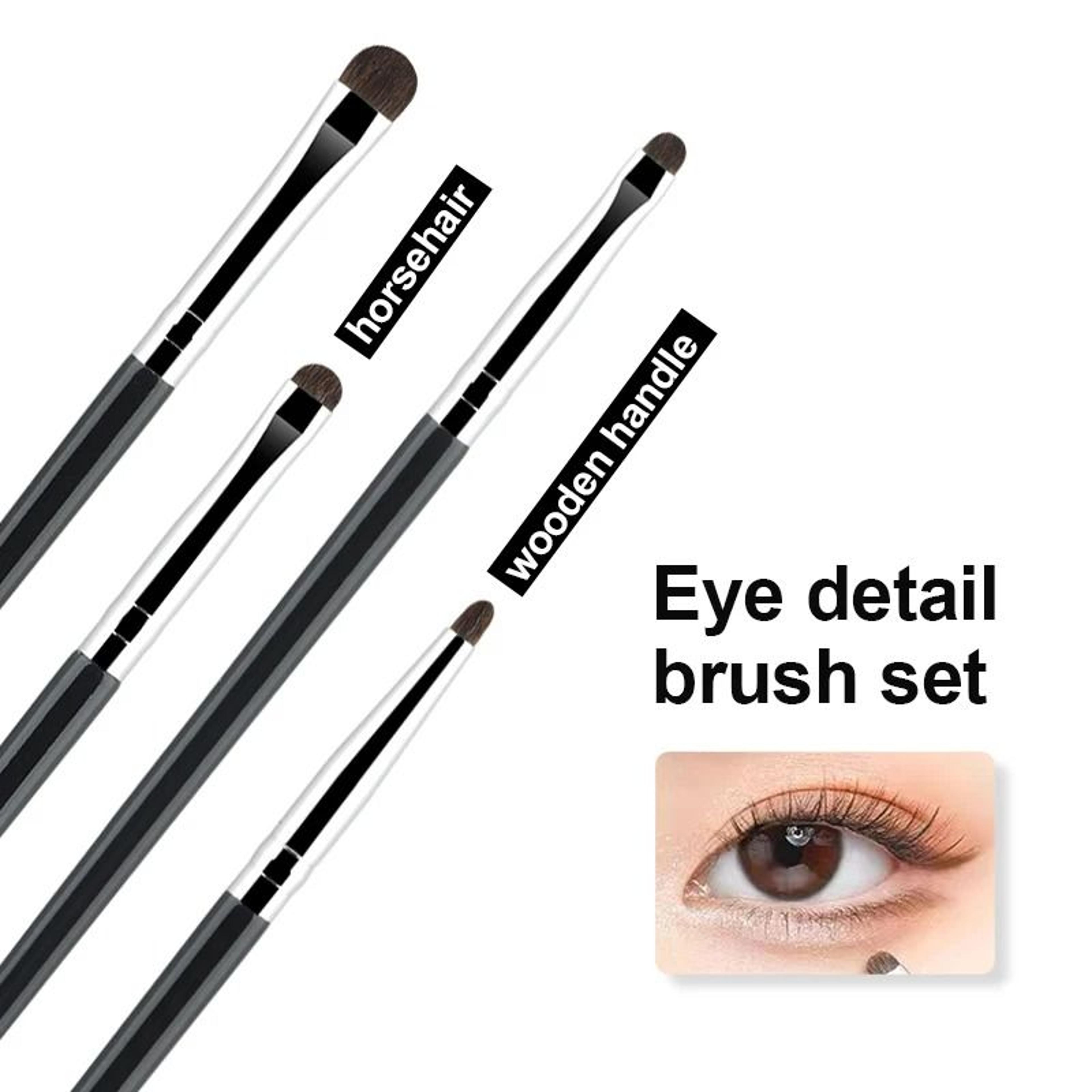 4pc pony hair eye brush set small eyeshadow eyeliner smudge brushes