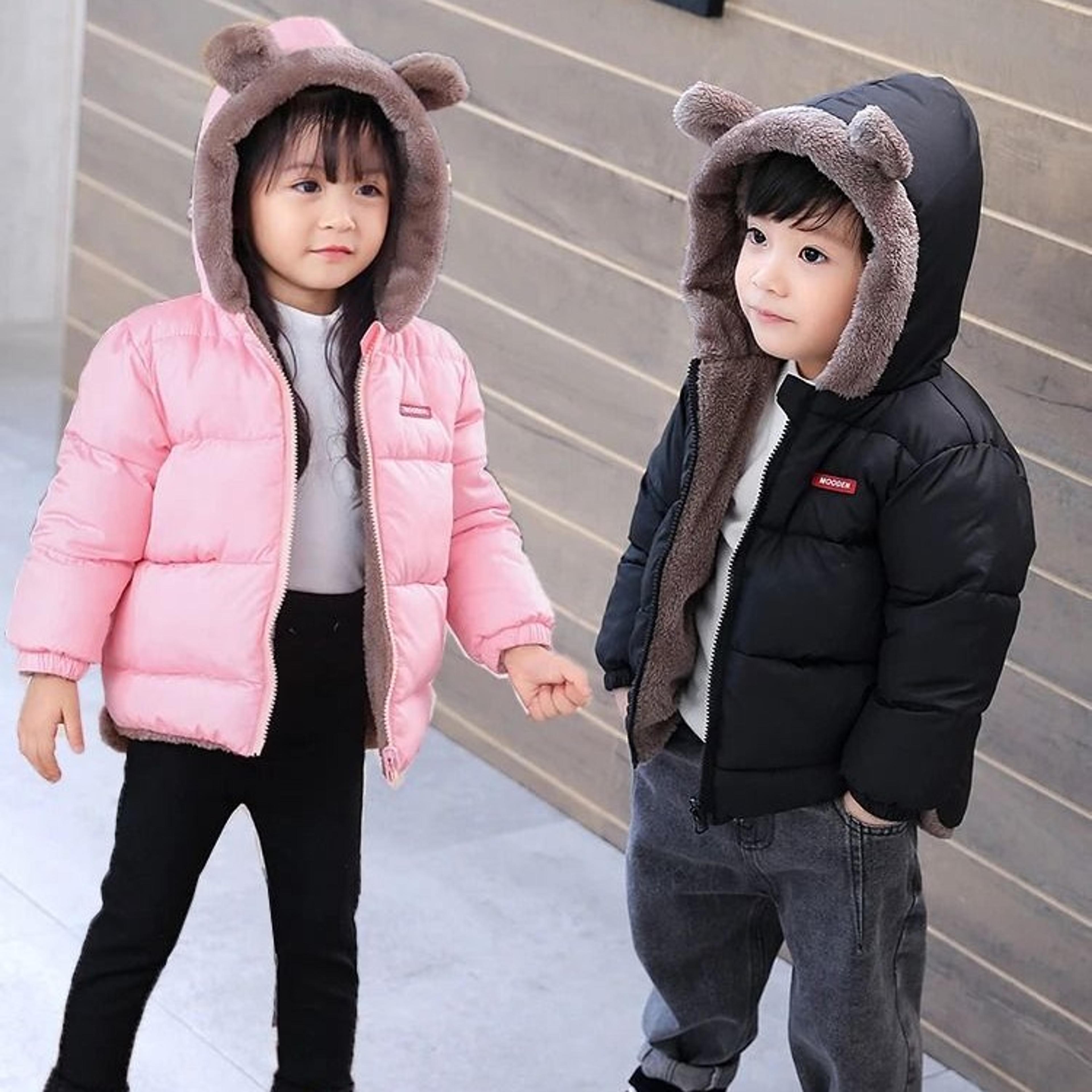 baby reversible winter fleece jacket cartoon hooded plus velvet coat