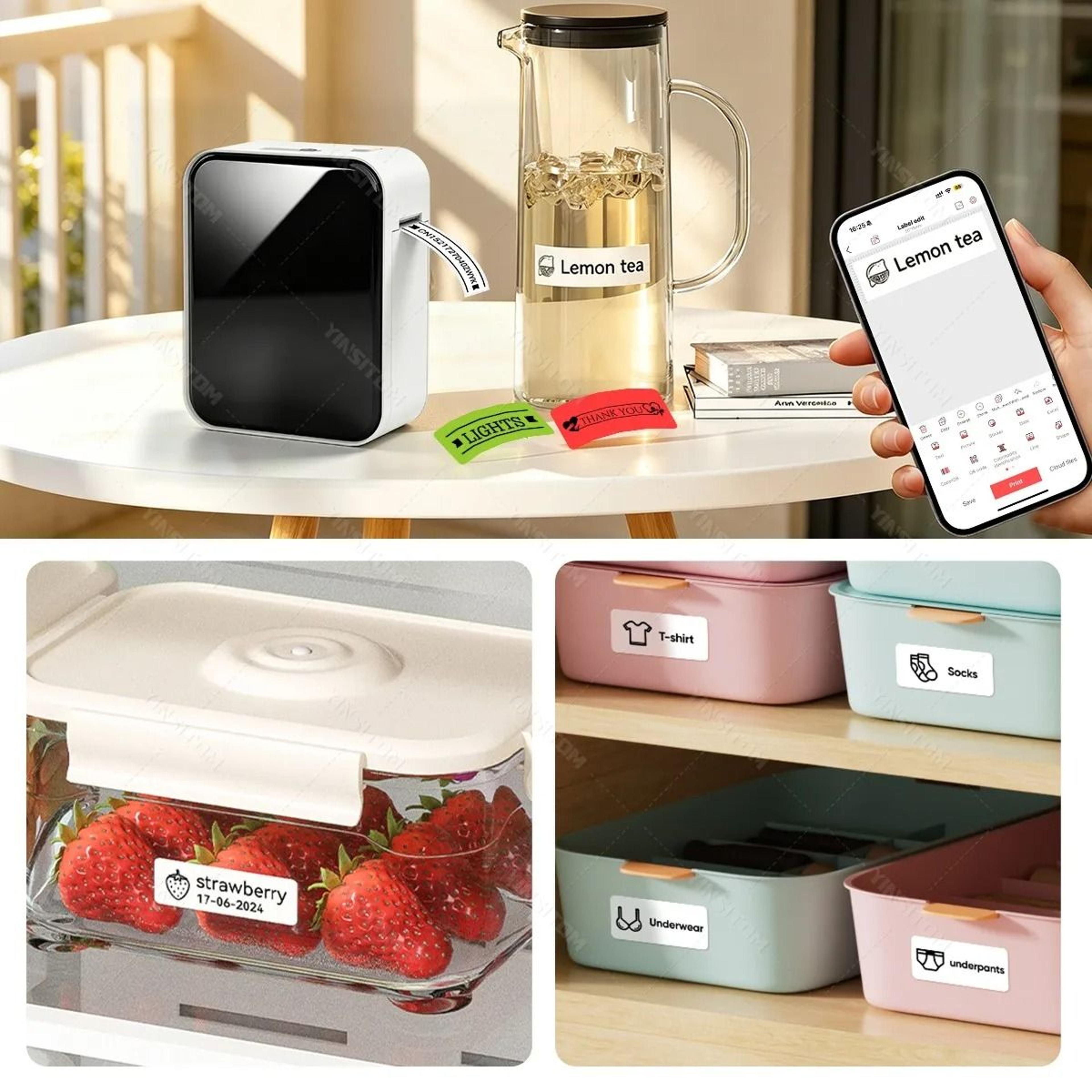 portable p15 bluetooth thermal label printer – wireless inkless sticker maker