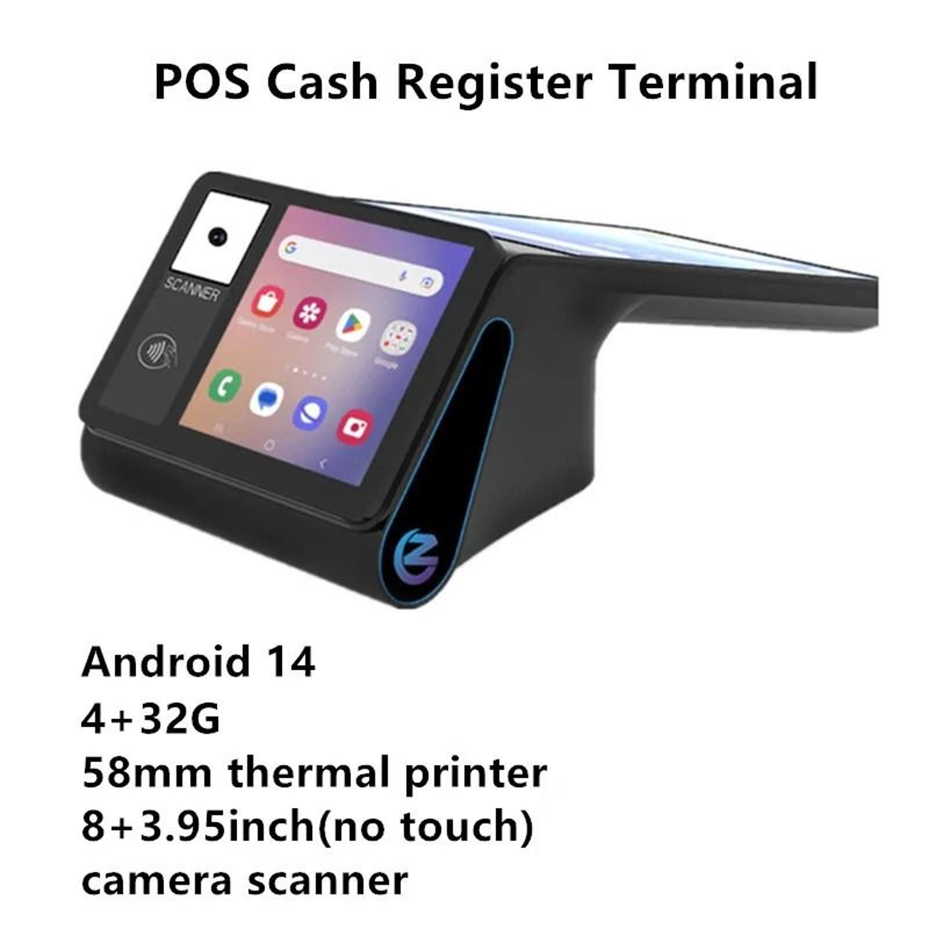 dual screen android pos terminal – smart cash register with thermal receipt printer
