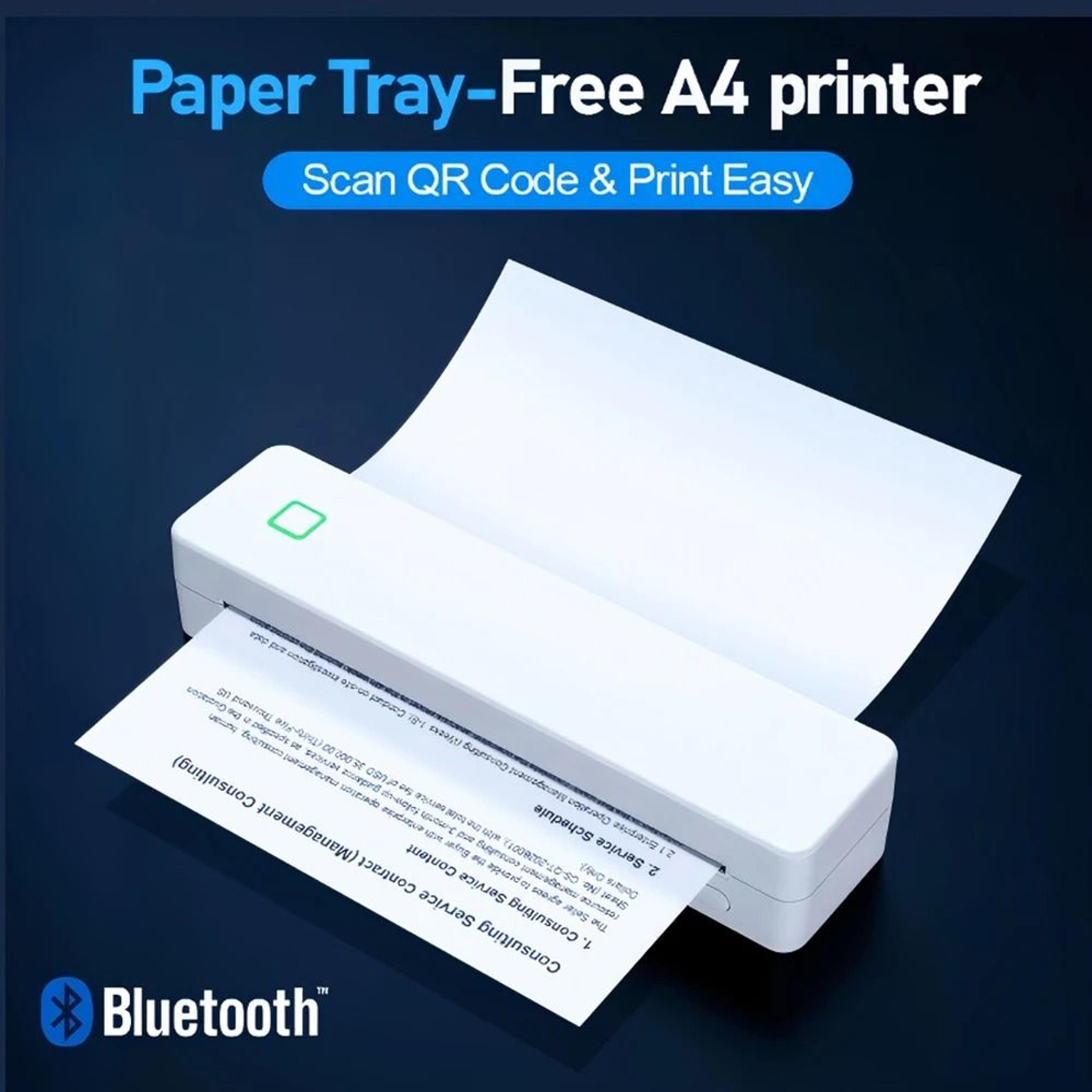 wireless a4 document printer – portable bluetooth inkless printer for home and office