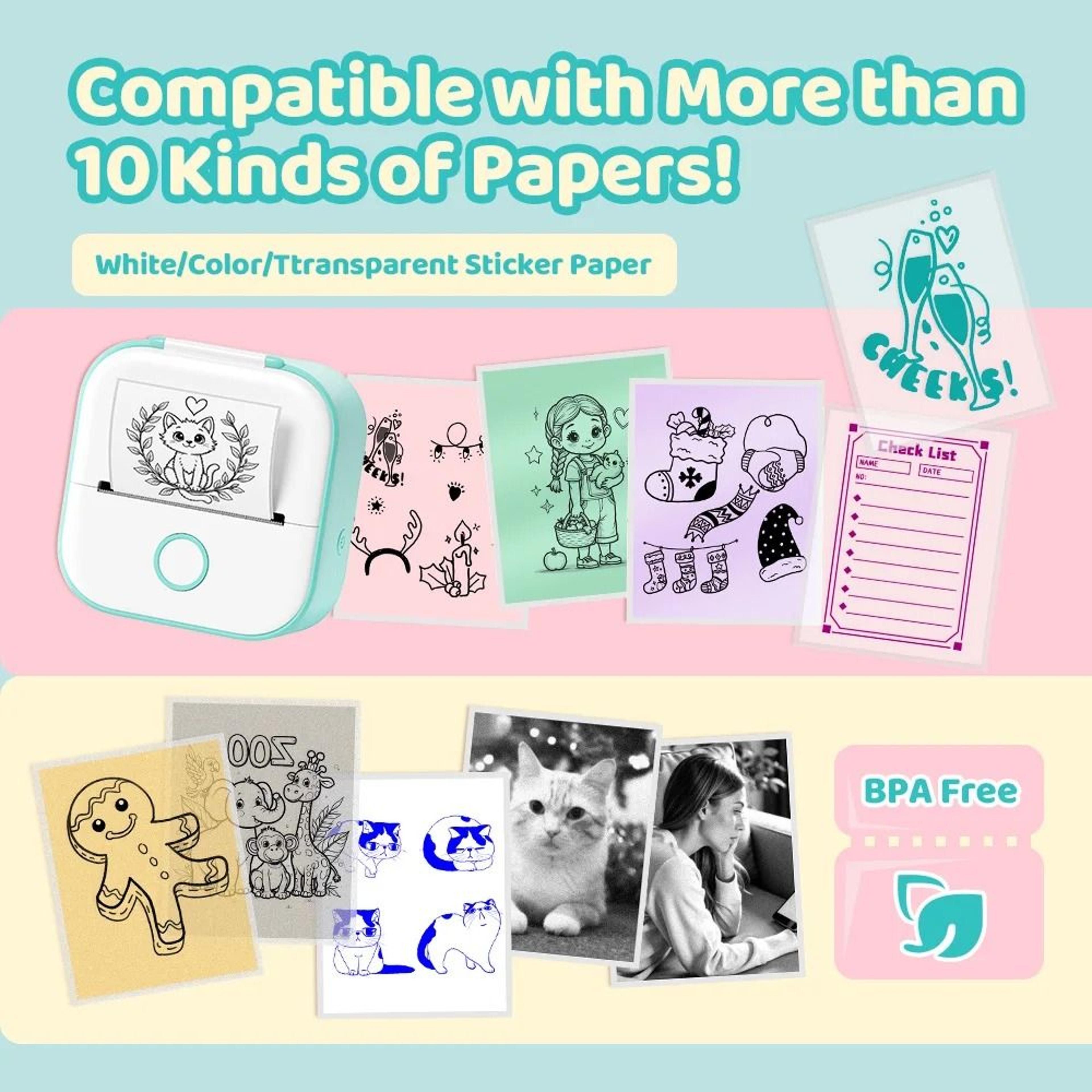 mini bluetooth pocket printer portable inkless photo sticker maker