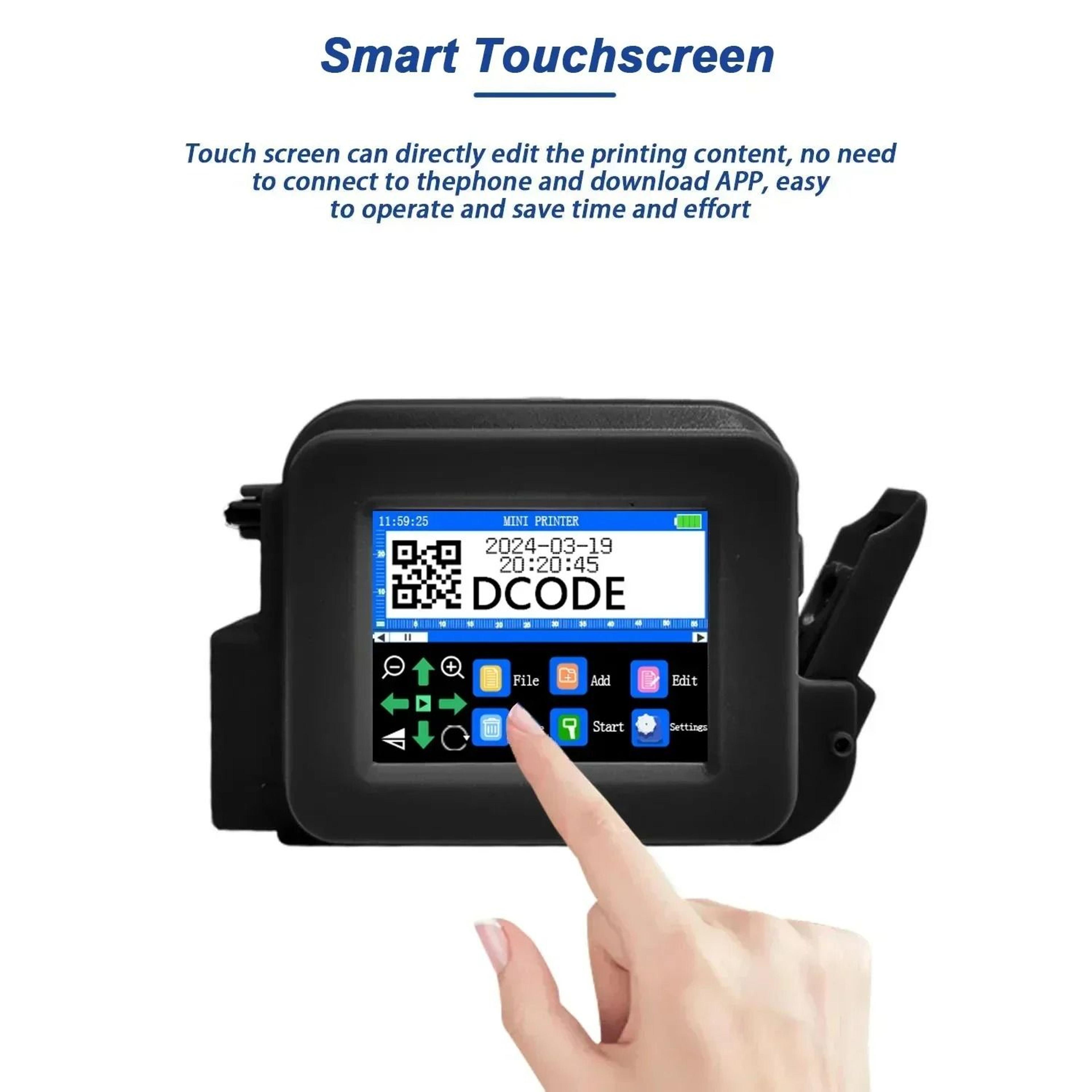 mini handheld inkjet printer – 12.7mm portable barcode and batch coding machine