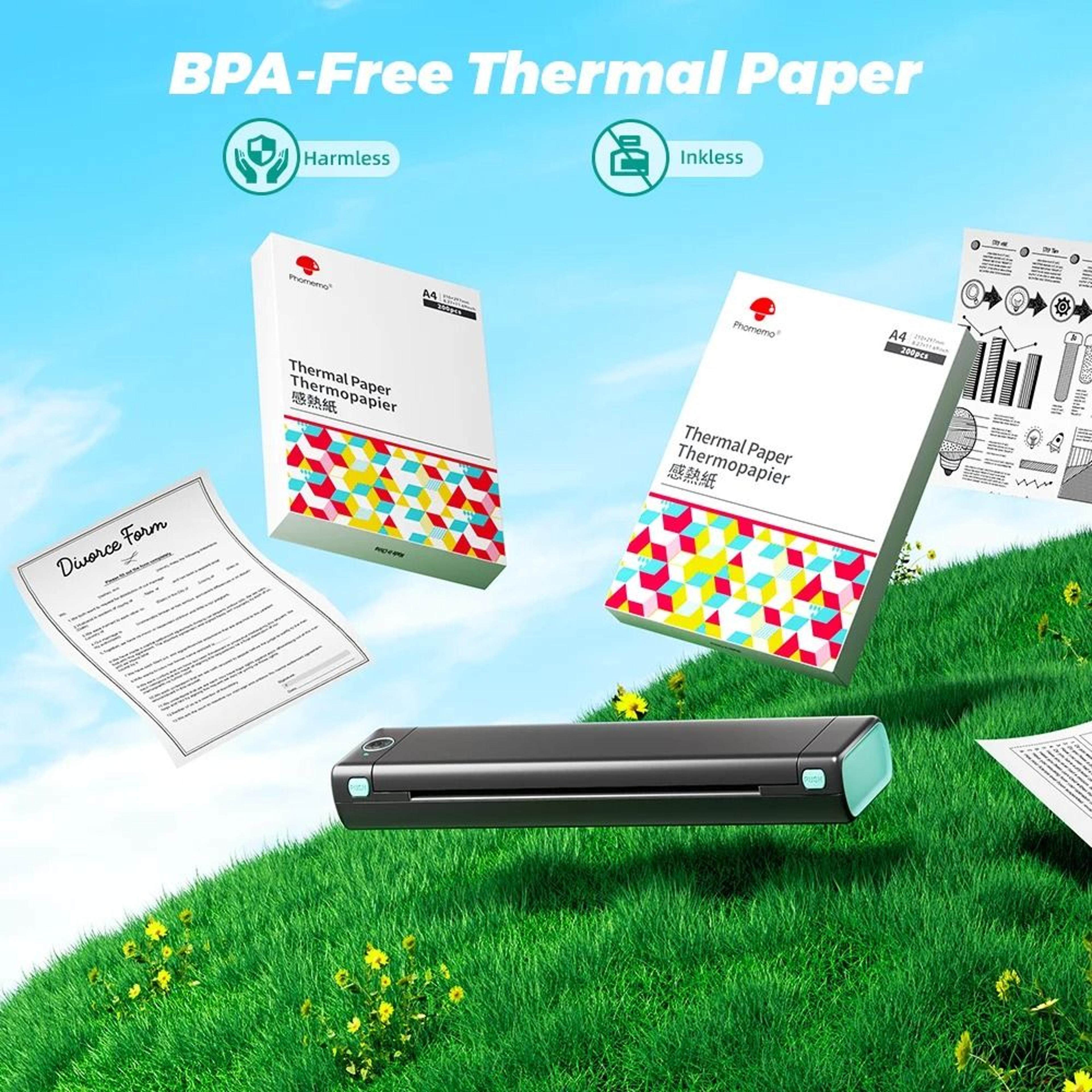 100 sheets a4 thermal printer paper – long lasting inkless folded paper refills