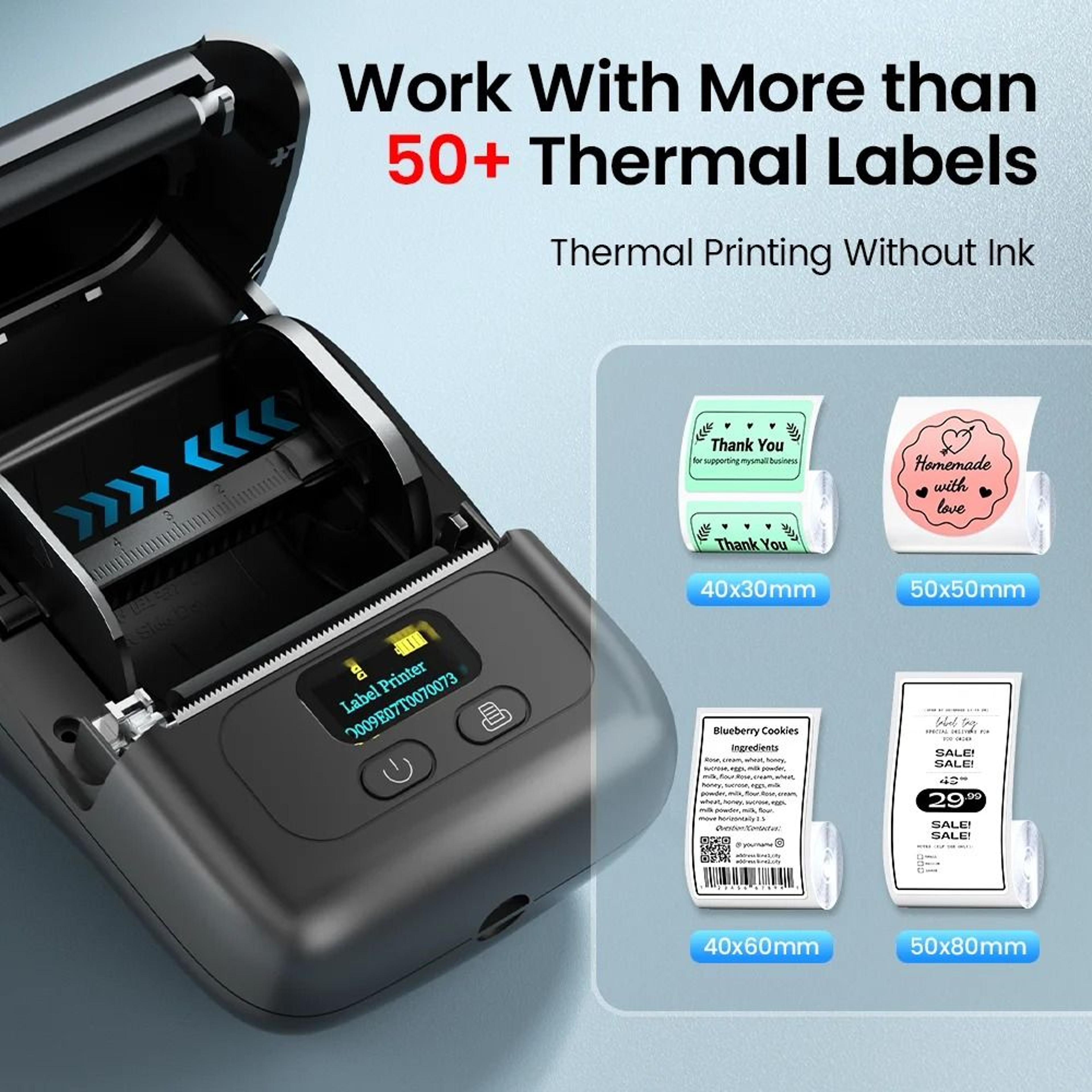 portable bluetooth thermal label printer – inkless barcode and price tag maker