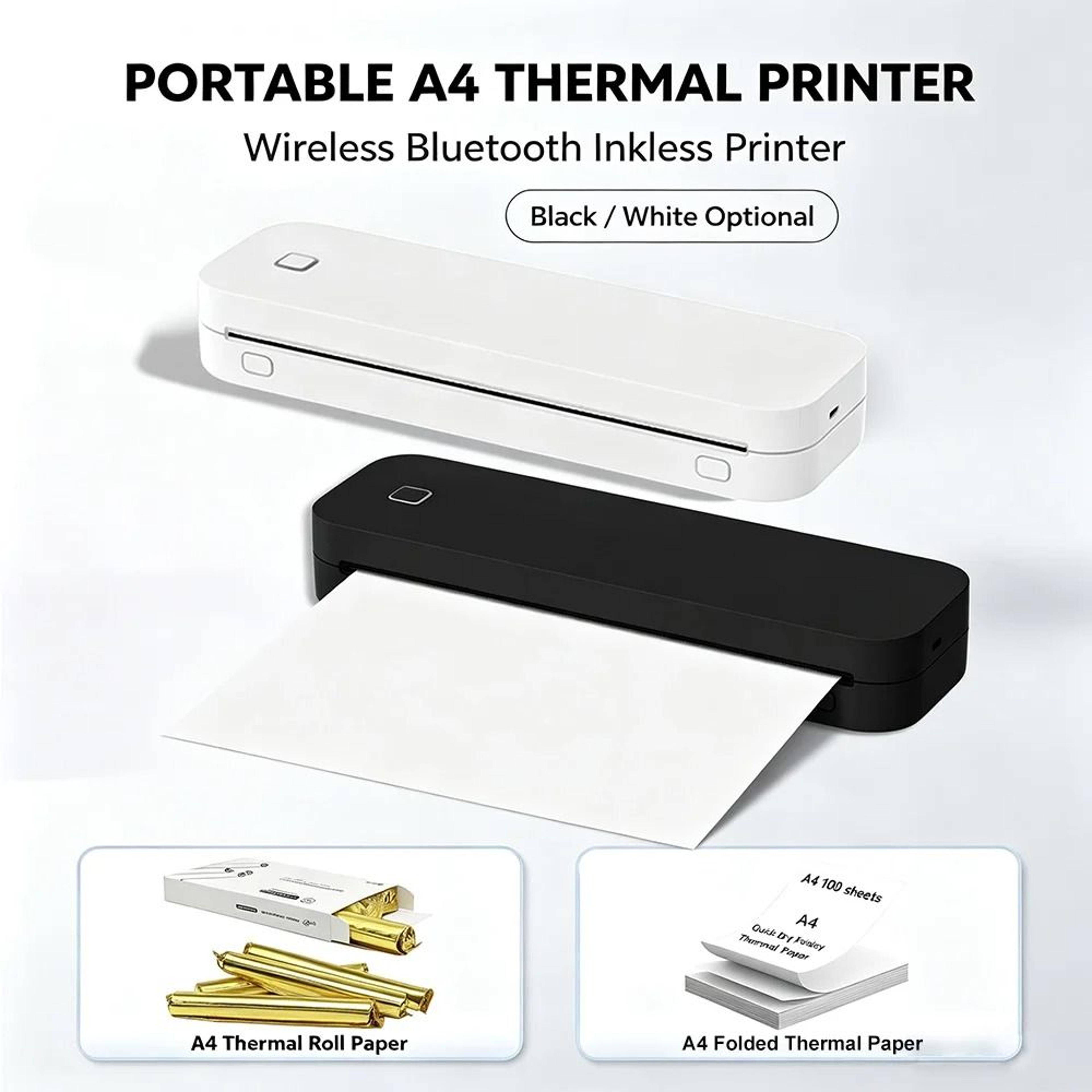 portable a4 bluetooth thermal printer – wireless inkless document and tattoo stencil printer