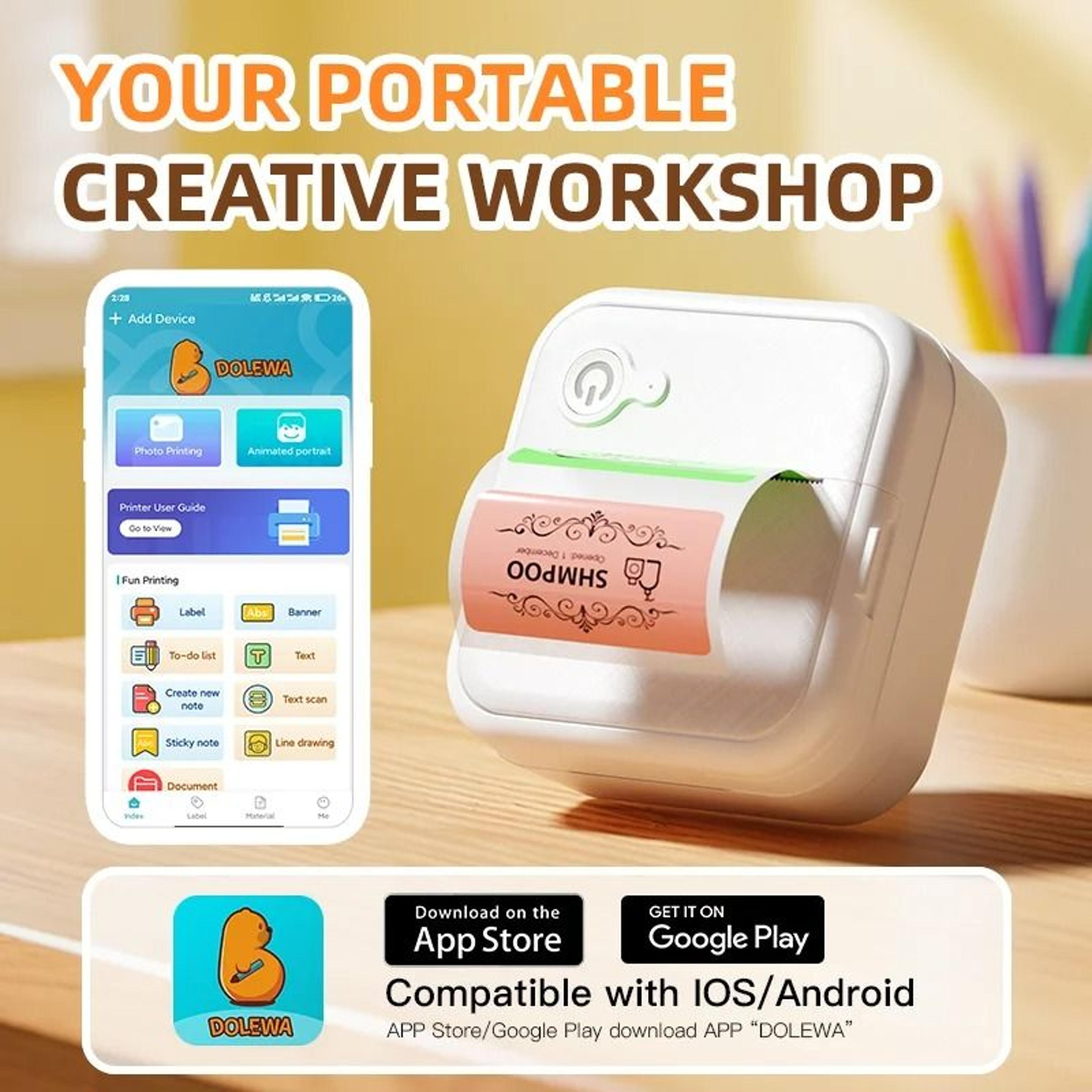 snapmemo pocket printer – wireless bluetooth photo and sticker maker
