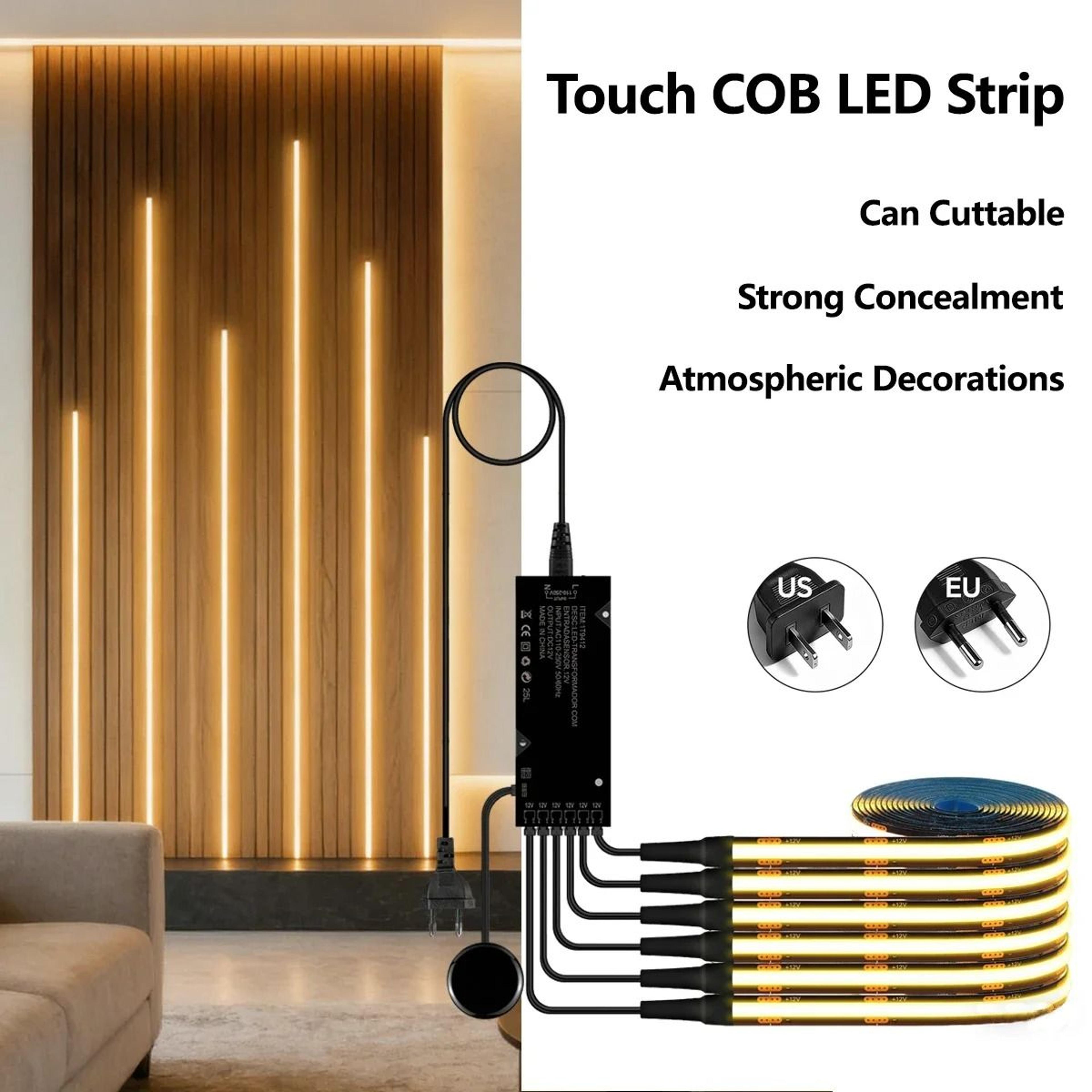 dimmable cob led strip lights for wood wall panels and tv backlighting