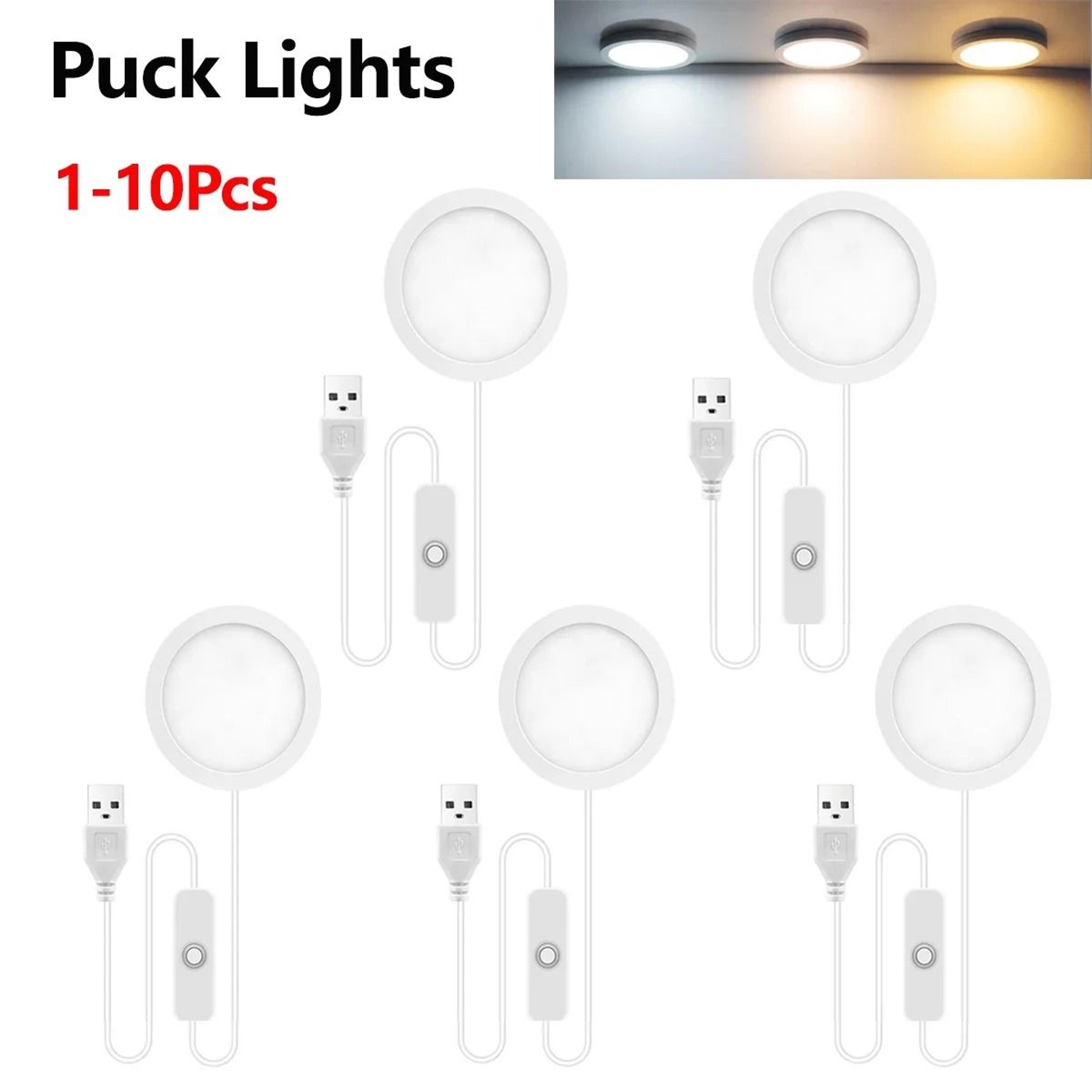 ultra thin 5w led puck lights with usb switch for cabinets and shelves