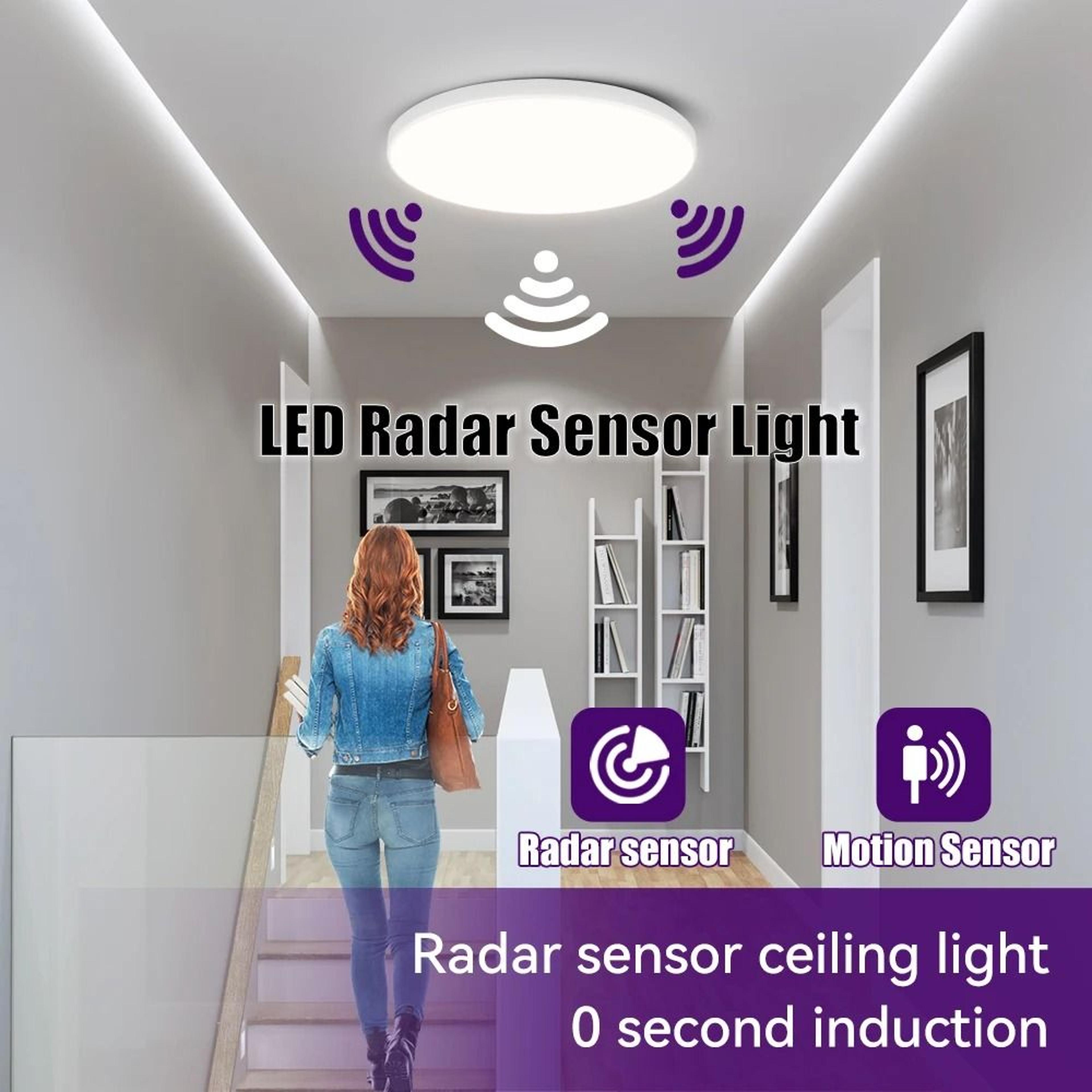 smart radar motion sensor led ceiling light for garage and hallway lighting