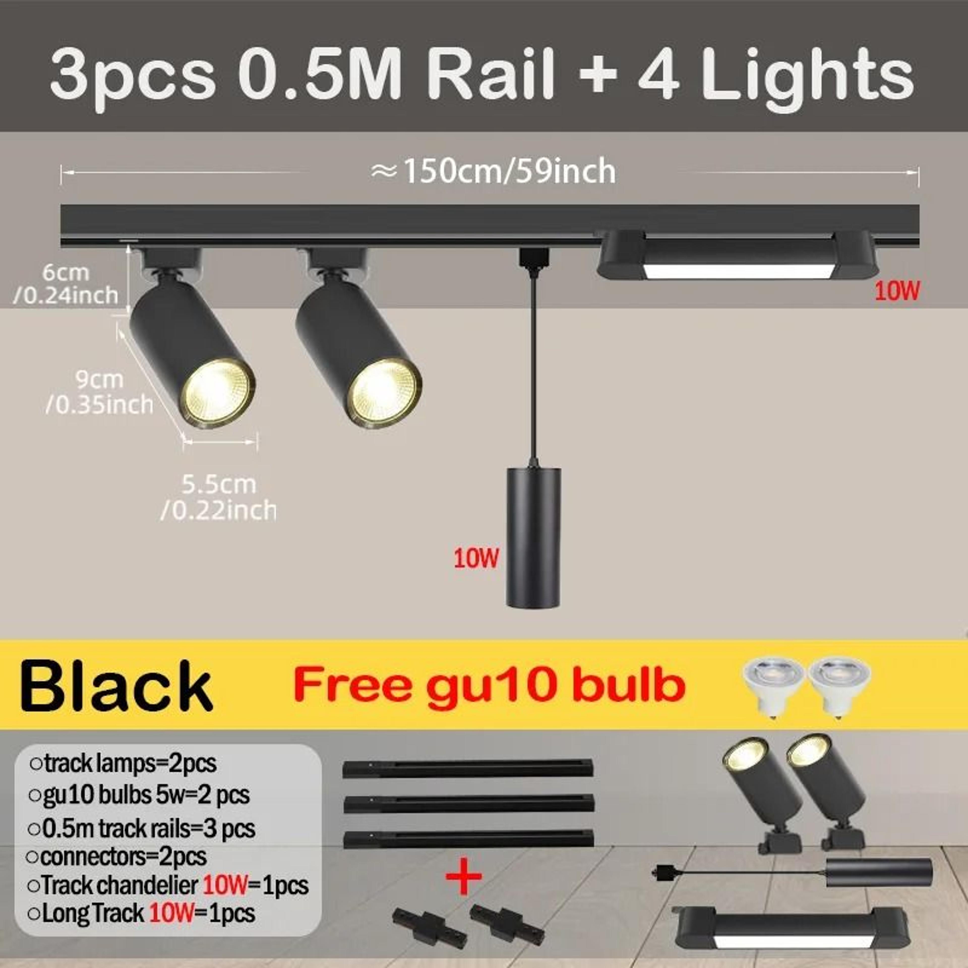 gu10 led track light set 110v for modern home and store lighting
