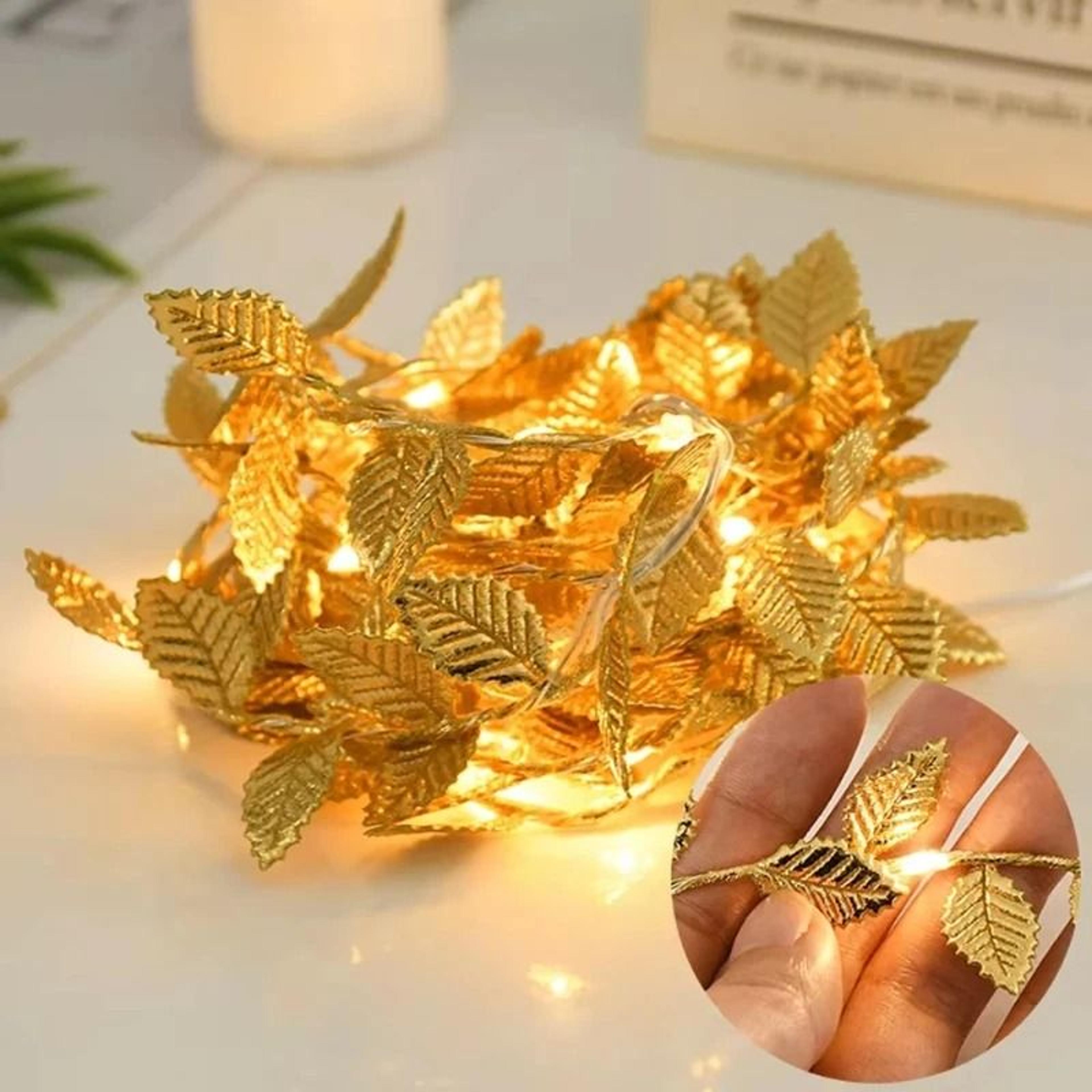2m golden leaf led fairy string lights for wedding and holiday decorations