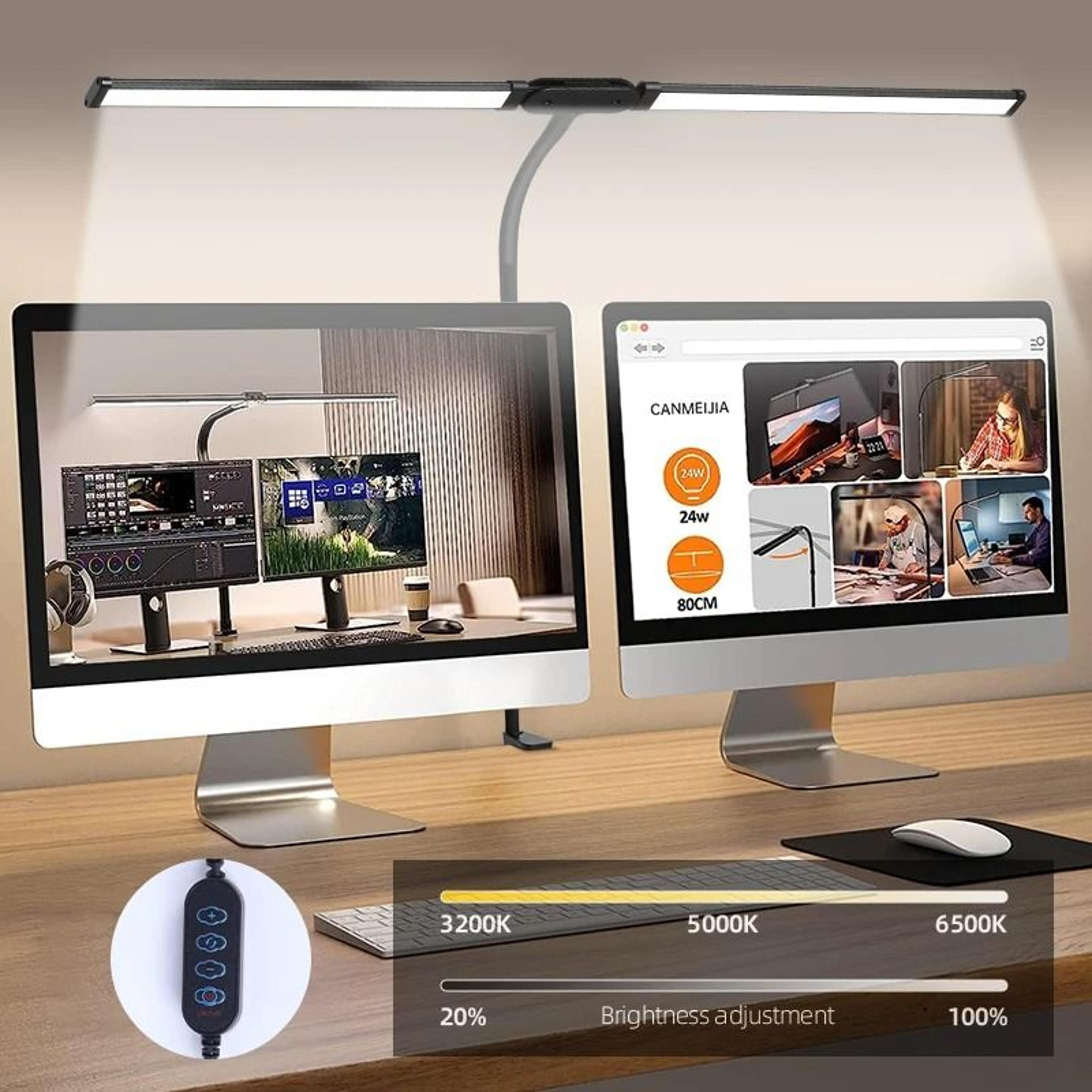 24w dual head led monitor light bar with adjustable dimming for desk lighting