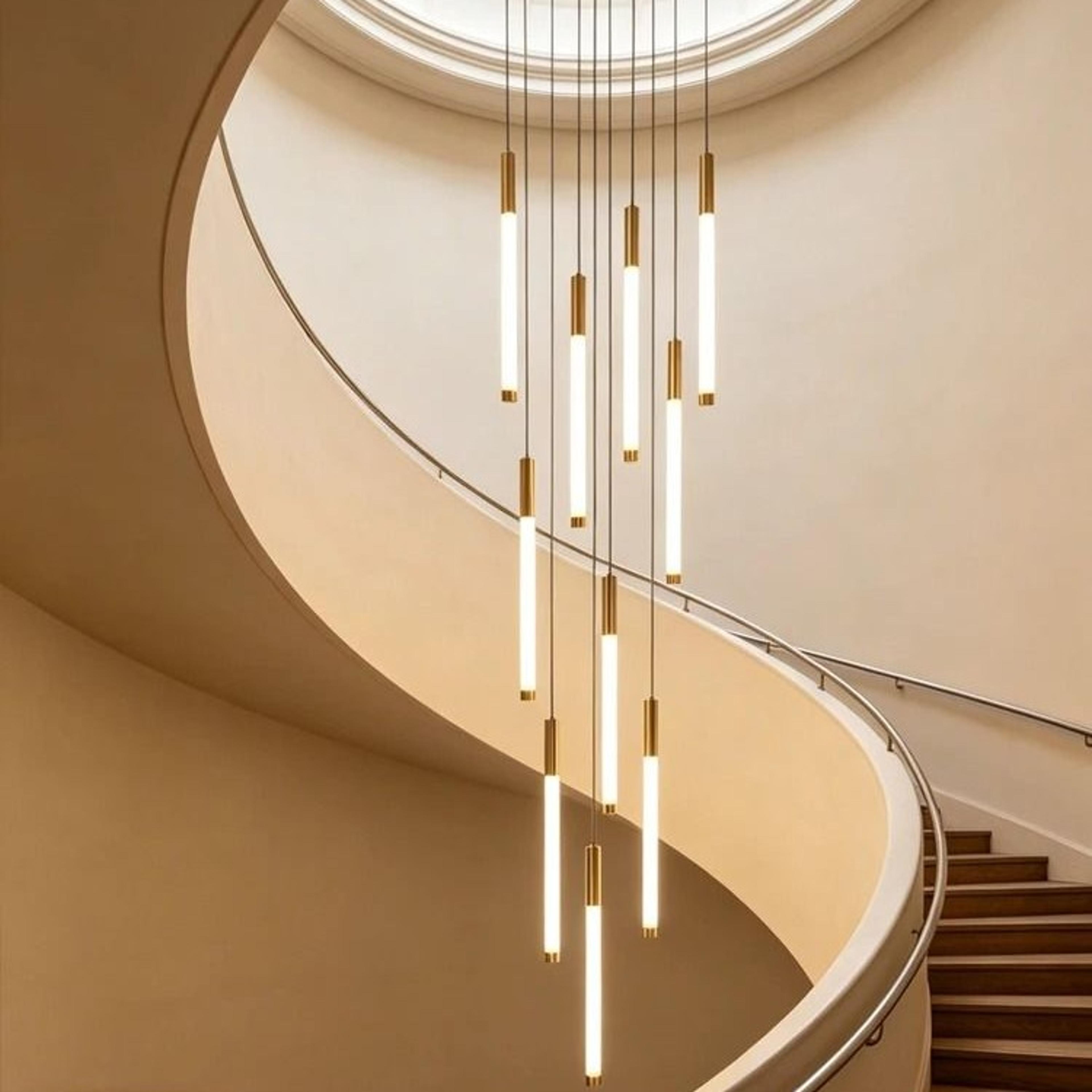 modern vertical led tube chandelier for luxury staircase and high ceiling lighting