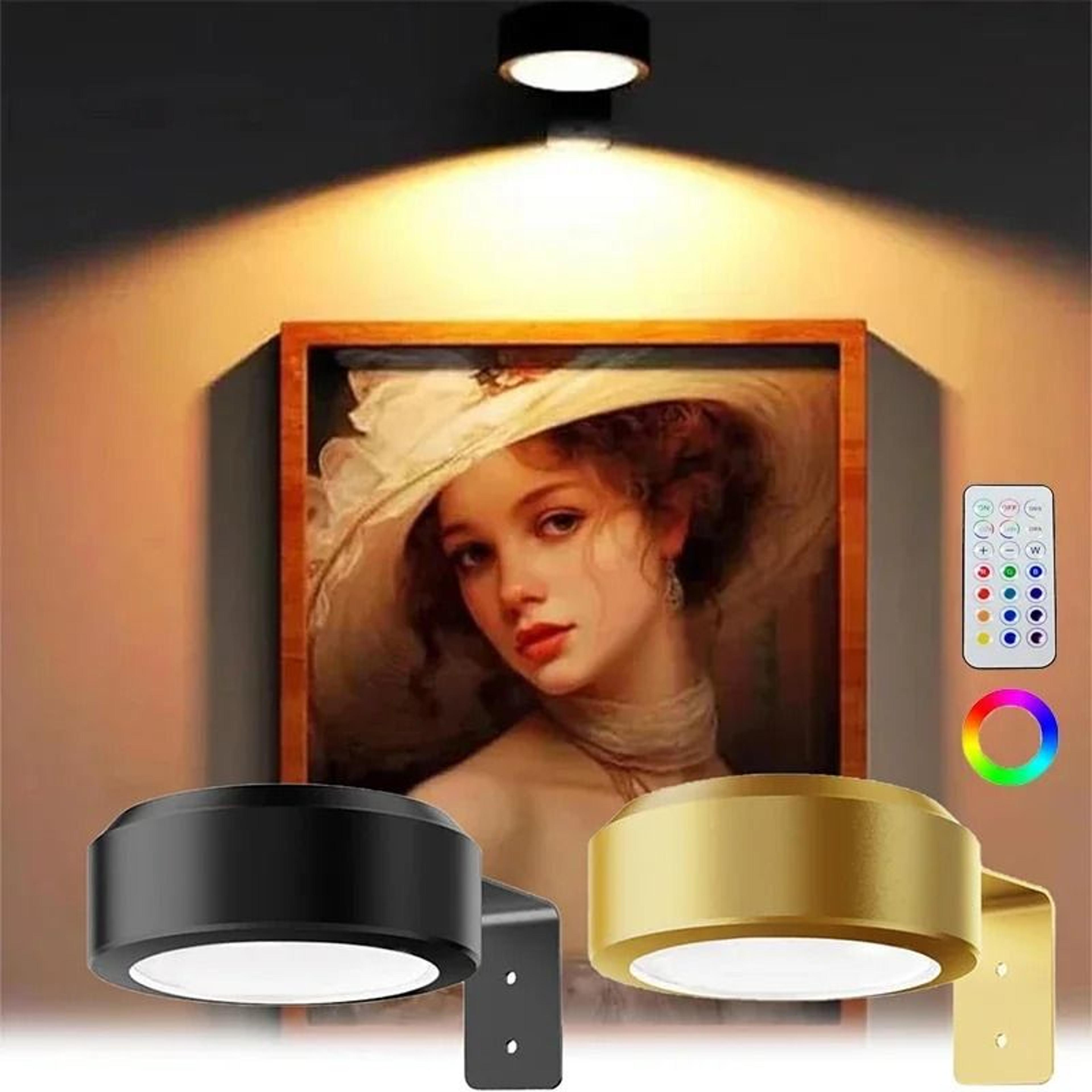 wireless led picture light with remote control dimming and timer