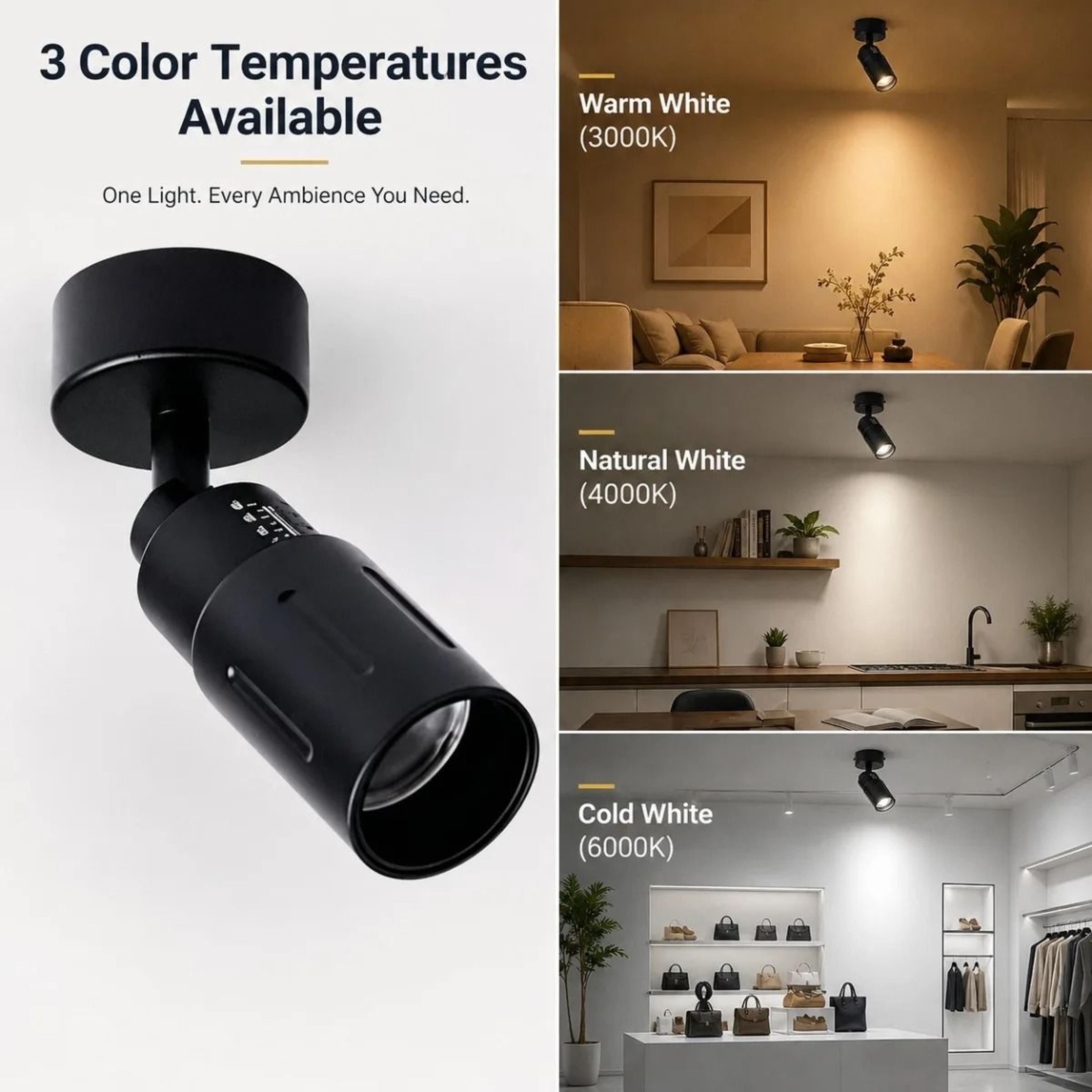 9w zoomable led ceiling spotlight with adjustable 3°–60° beam