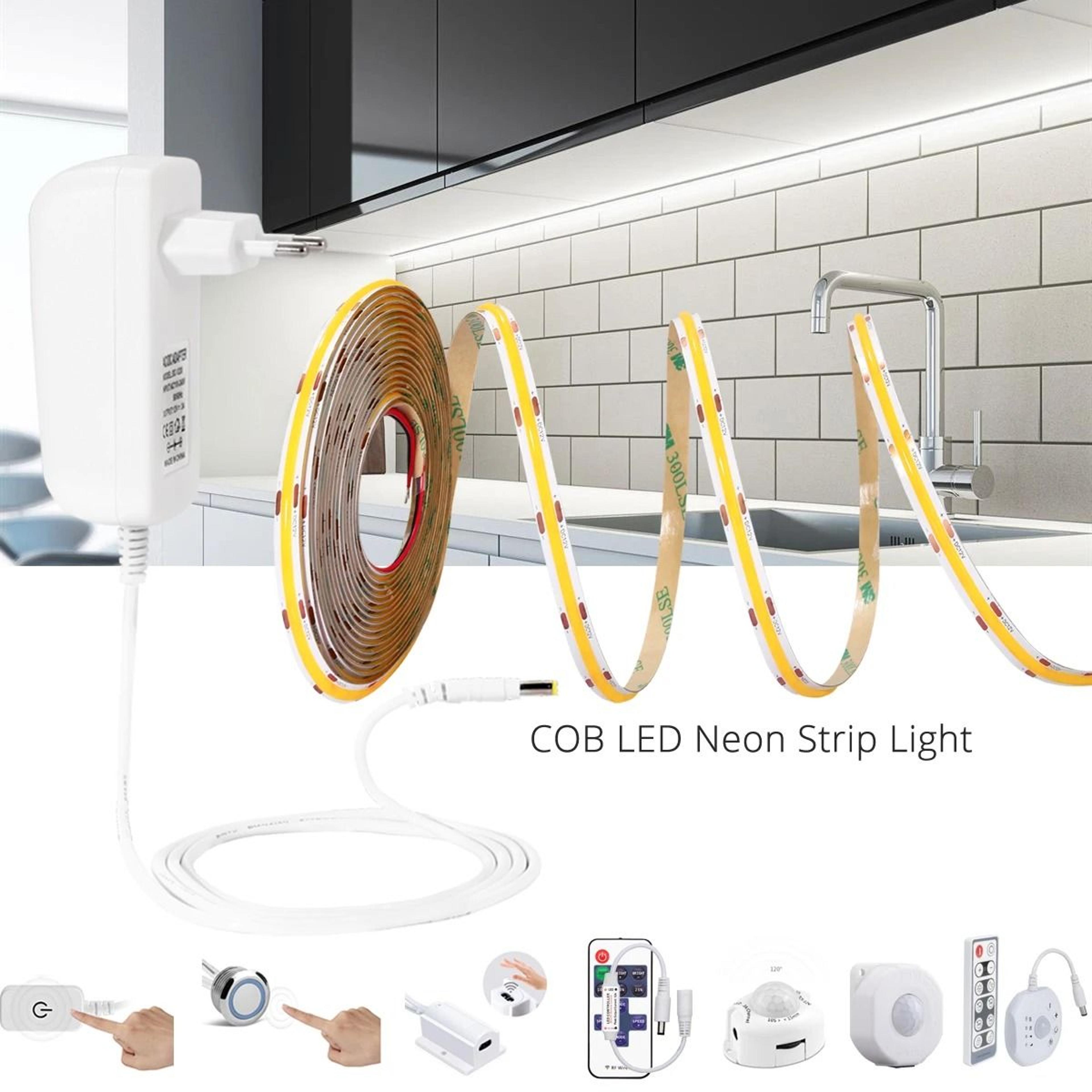 12v cob led strip light with remote and motion sensor options