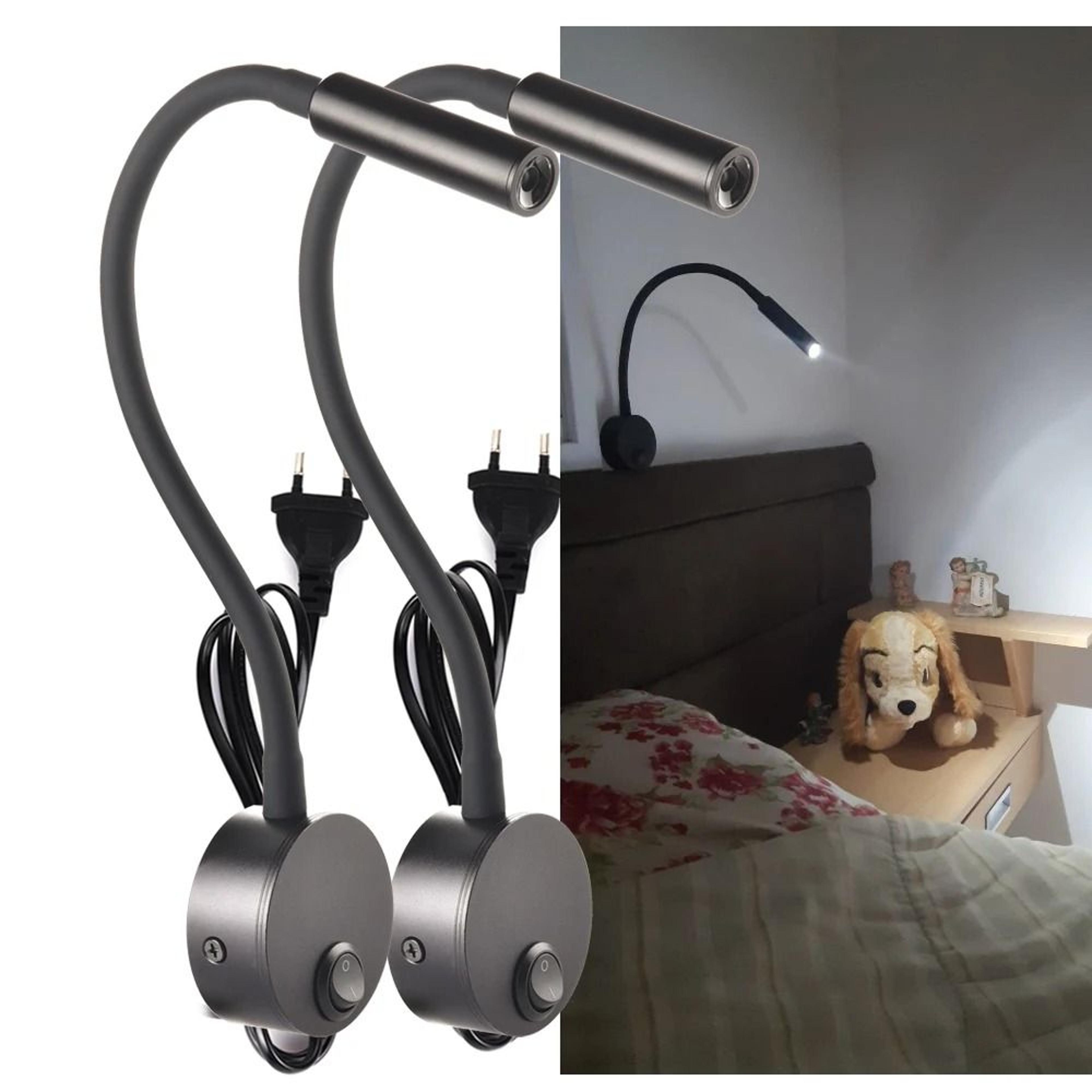 2 pack 3w led bedside reading wall lamps with us plug