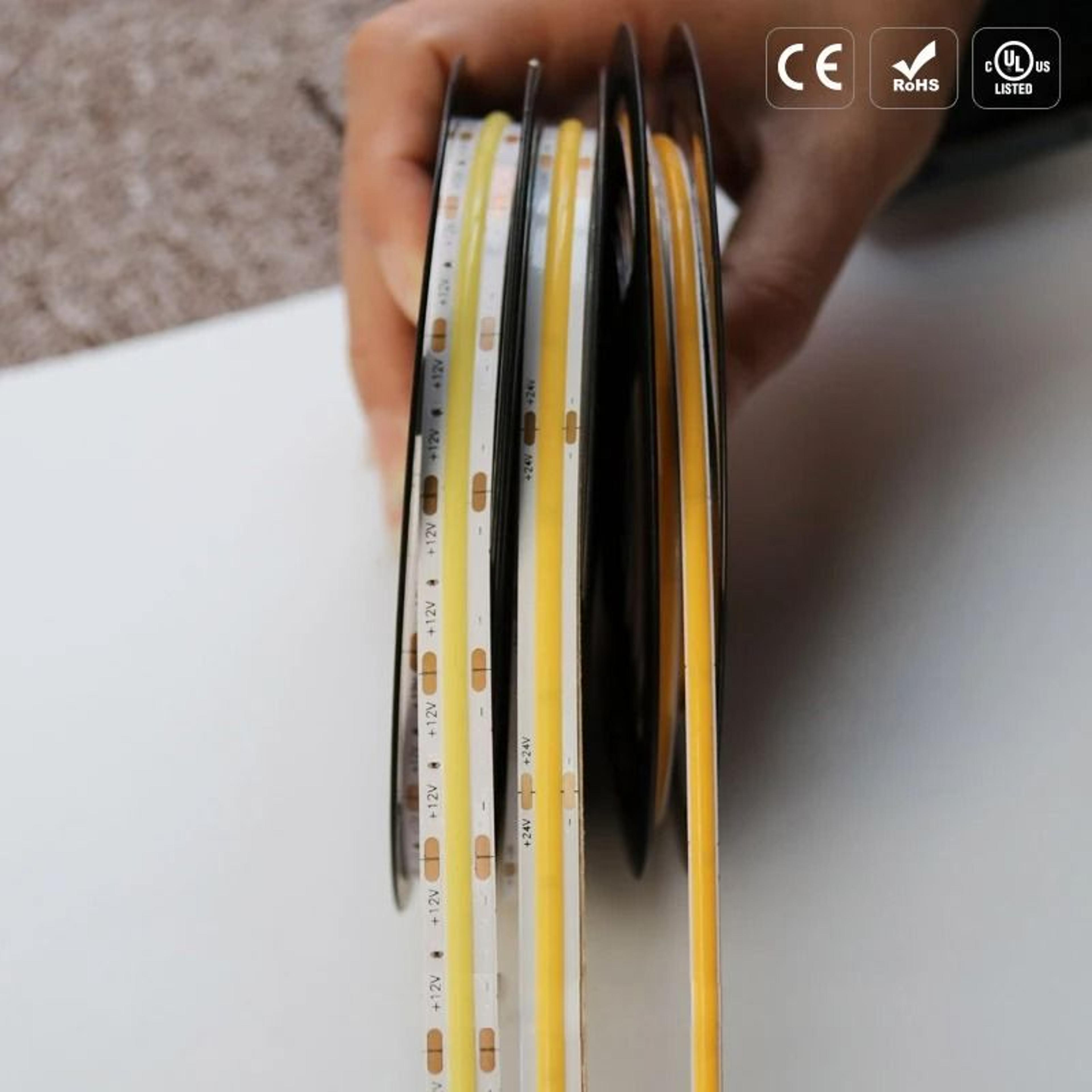 12v cob led strip light 480 leds 4mm 8mm flexible tape