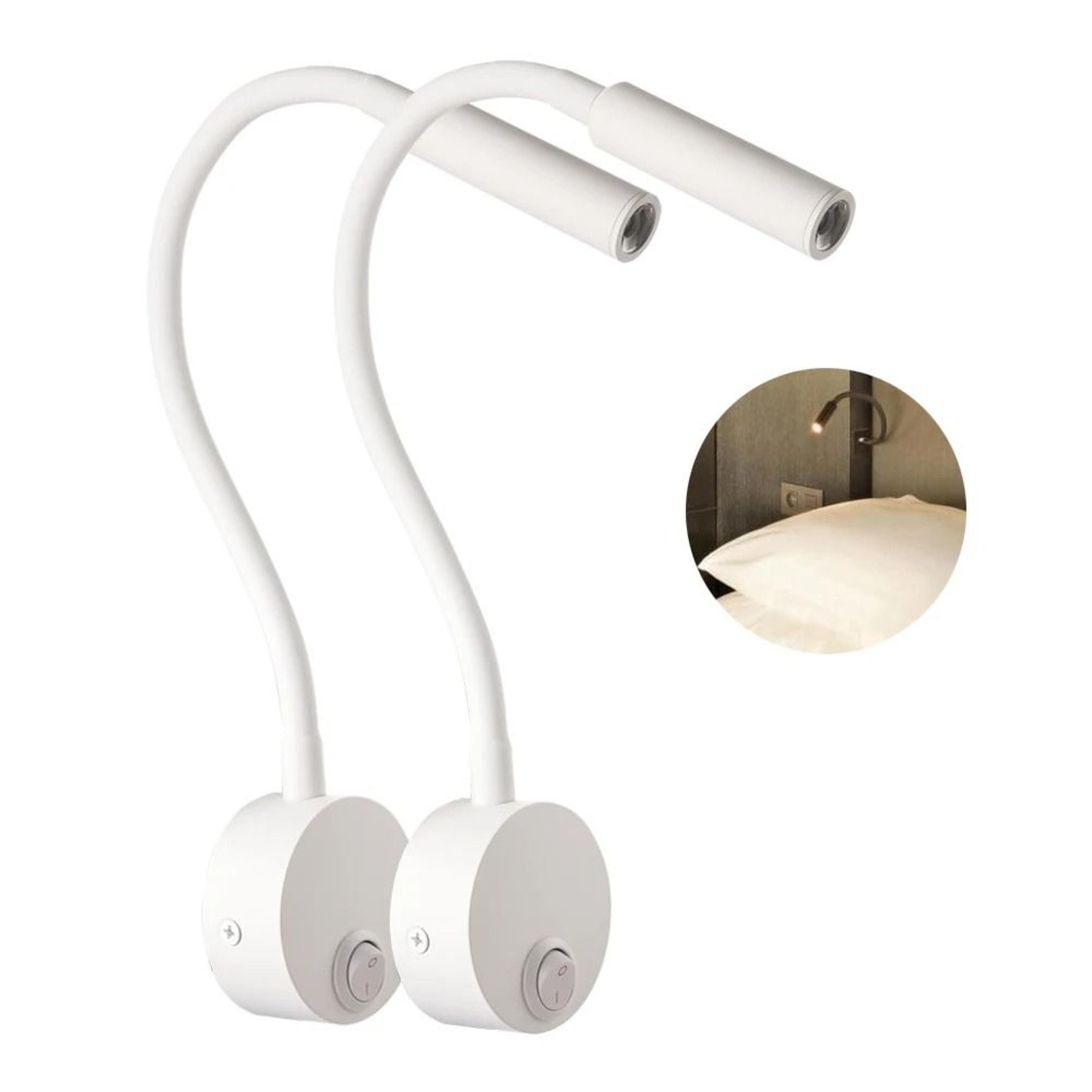 3w led bedside reading wall lamps with us plug 2 packs