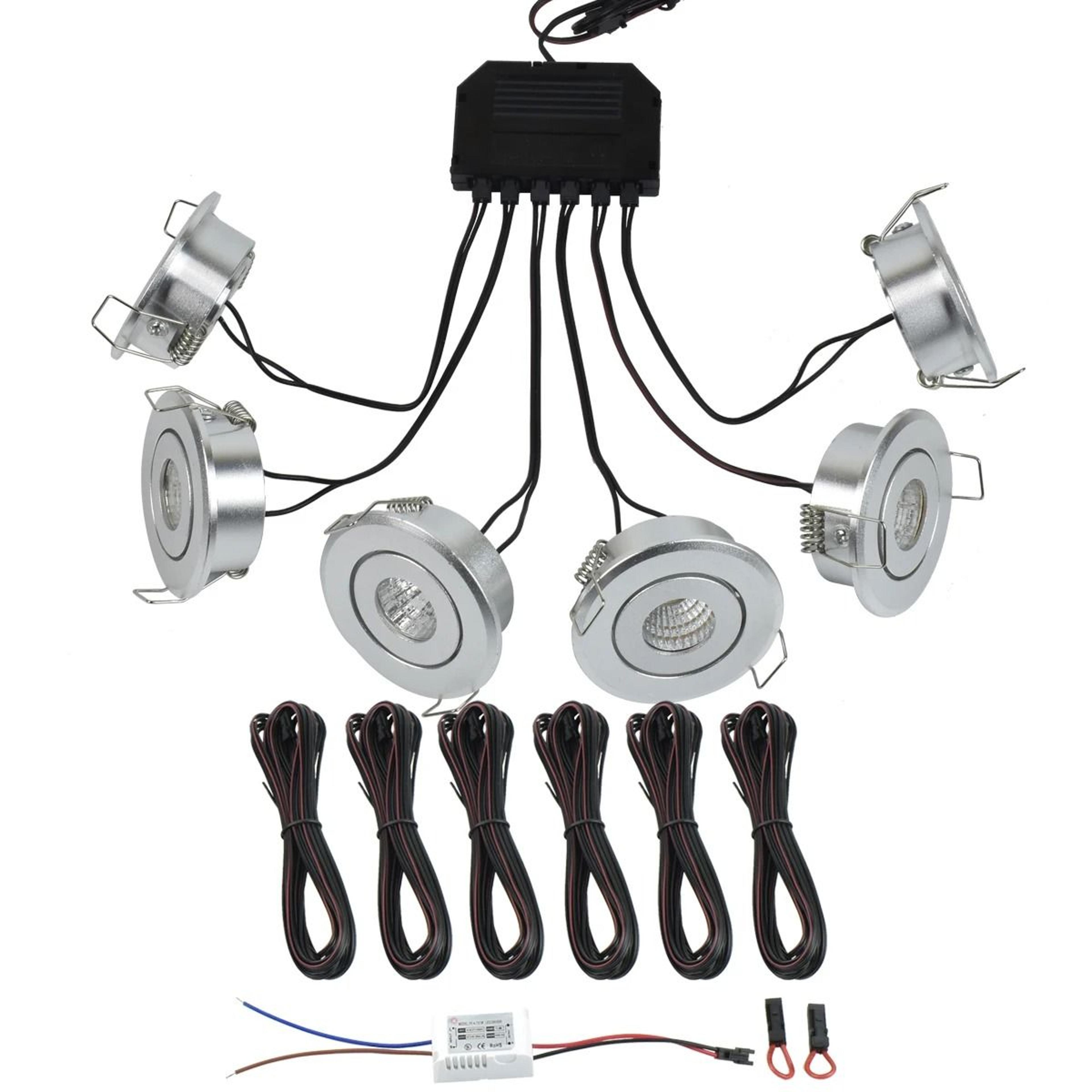 6 pack 3w cob led recessed spotlights with remote dimmer