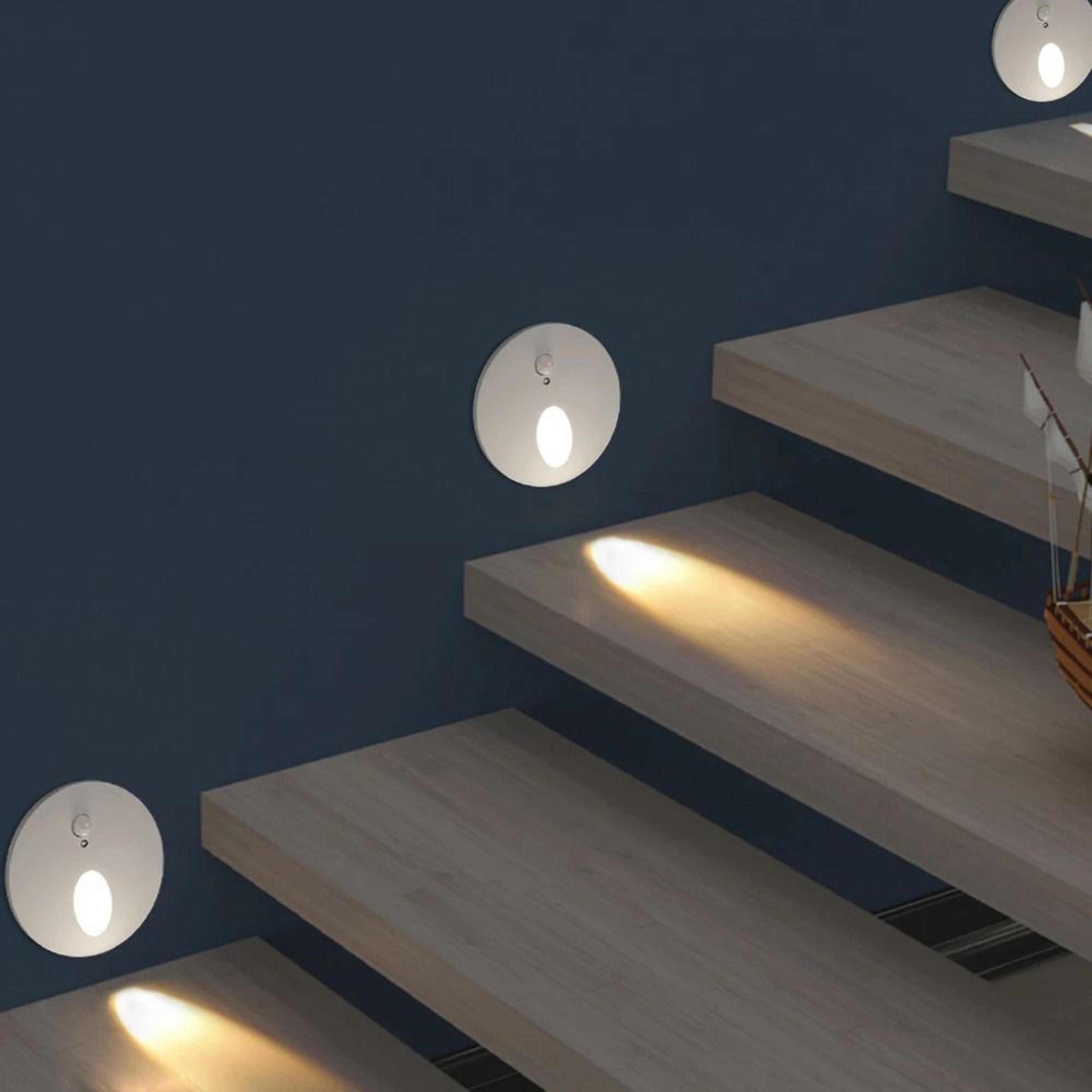round recessed led stair light with motion sensor and 60mm mounting box