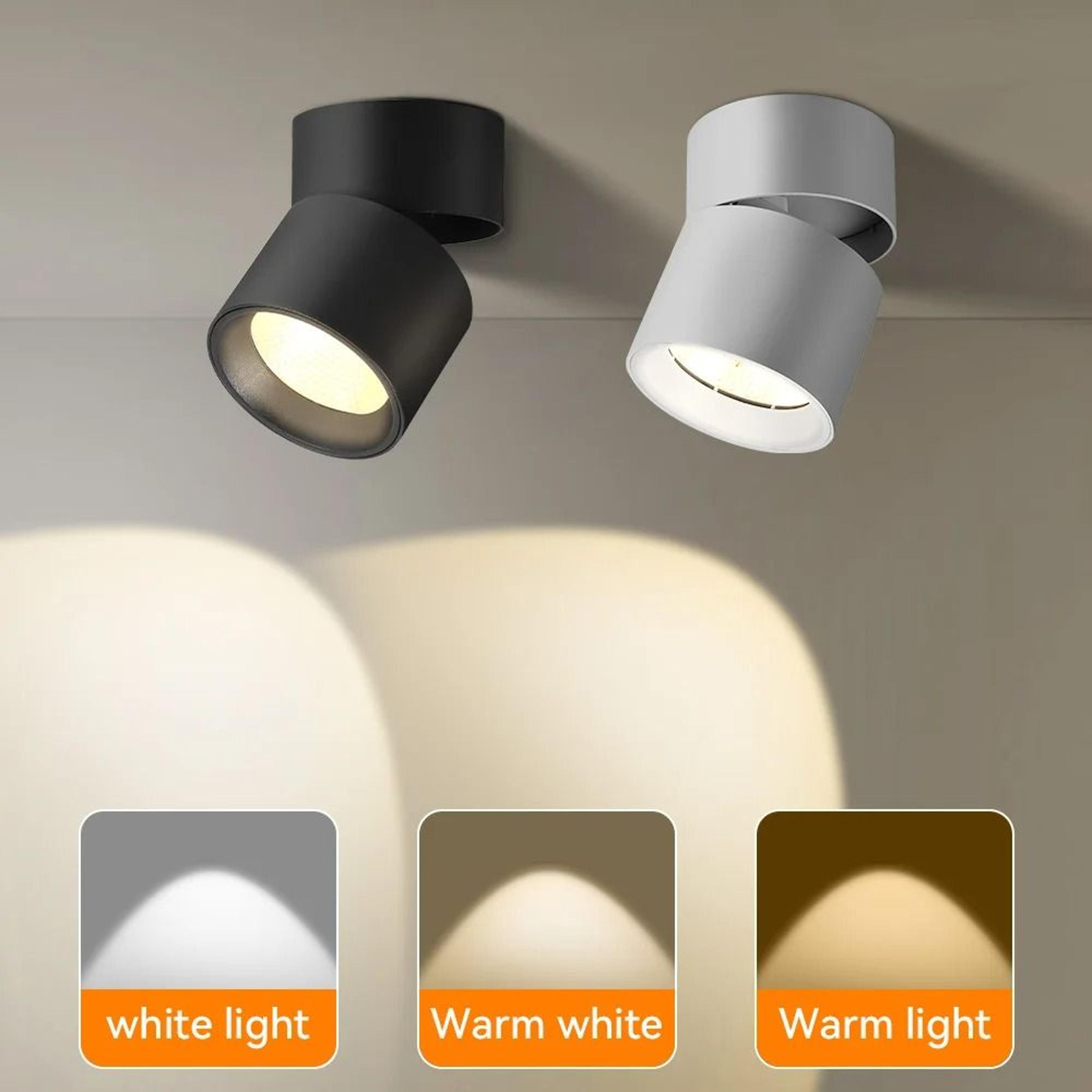 3 color changing foldable led ceiling spotlight for bedroom and kitchen
