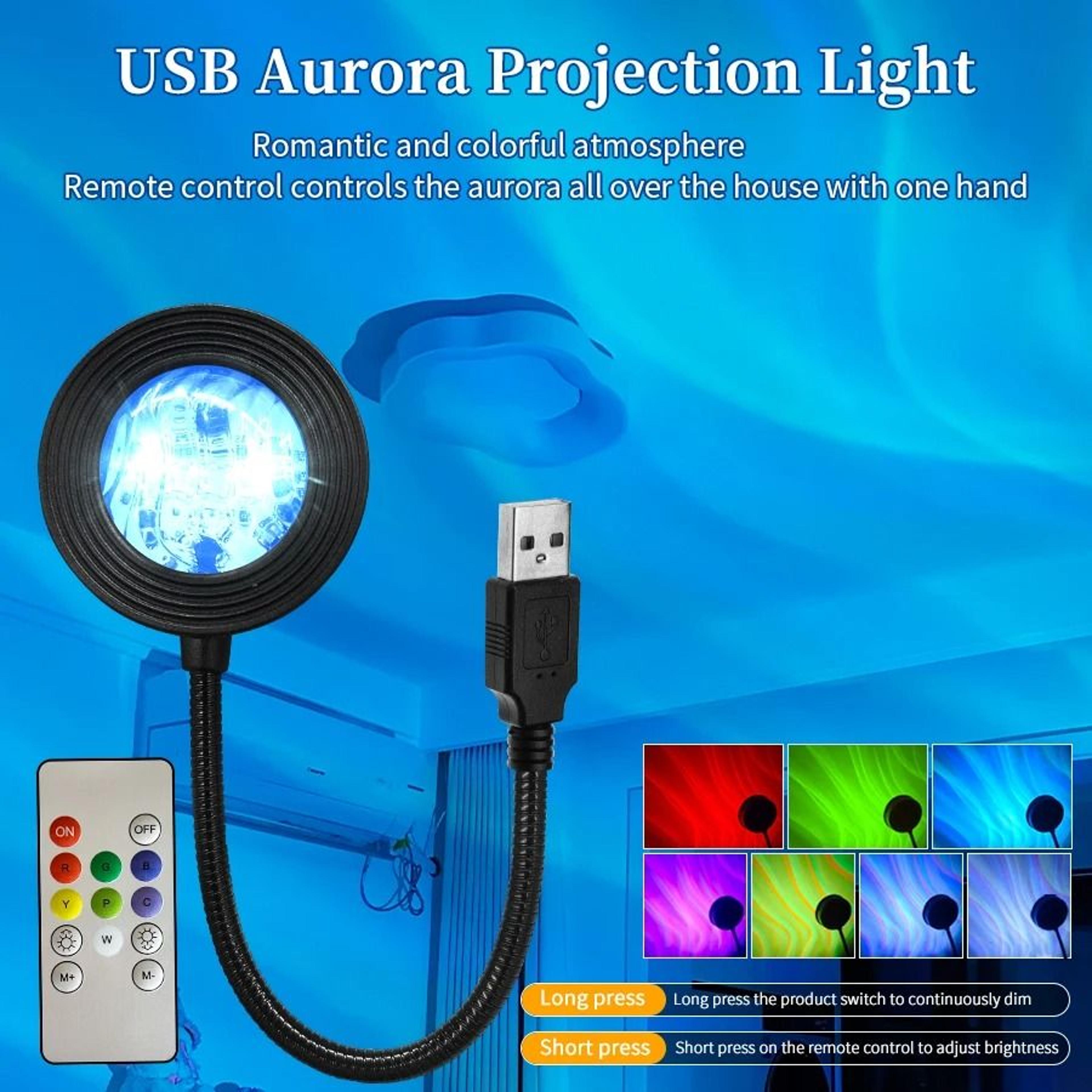 usb water ripple aurora led projection lamp with touch and remote control