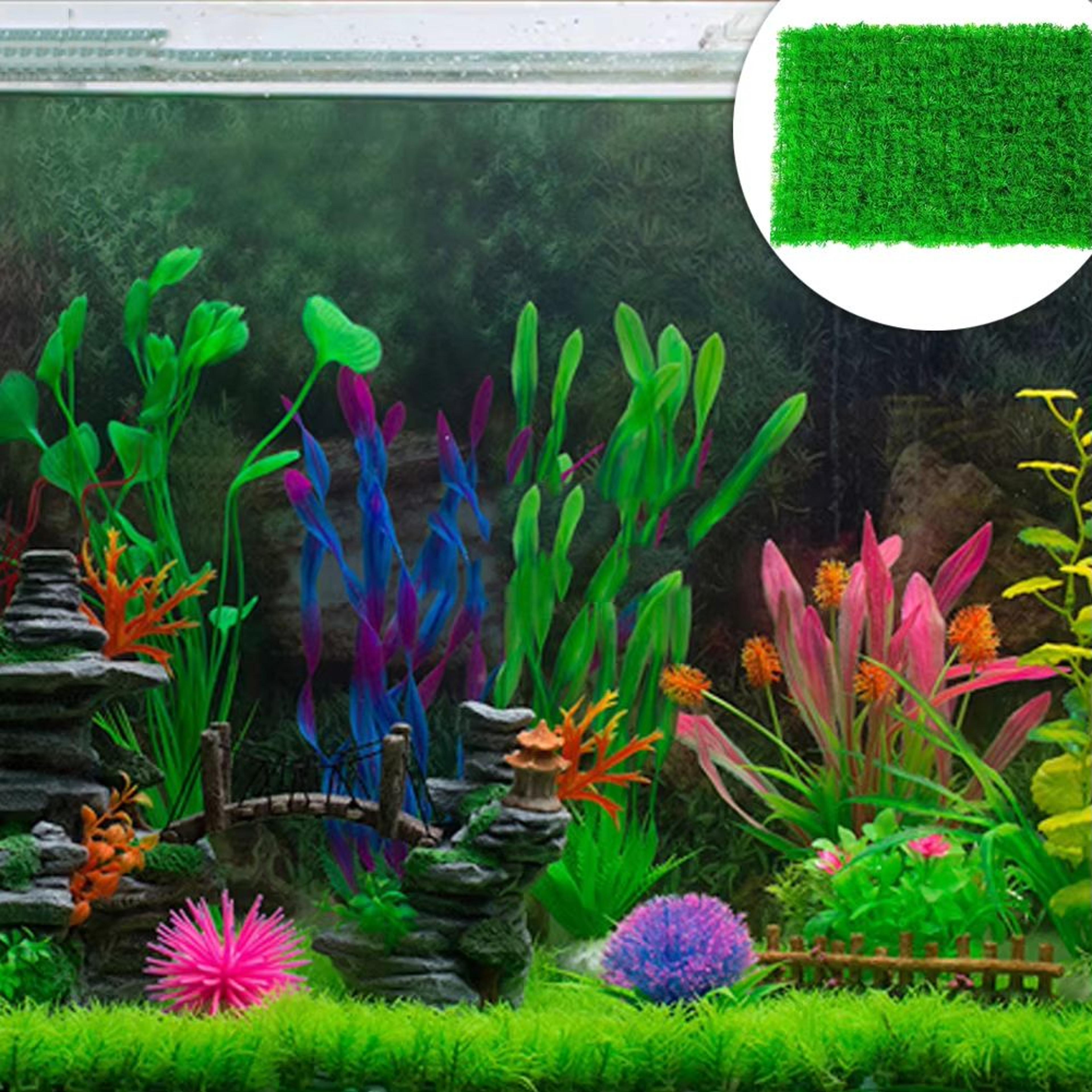 spliceable aquarium grass mat, soft dense fish tank grass carpet decor
