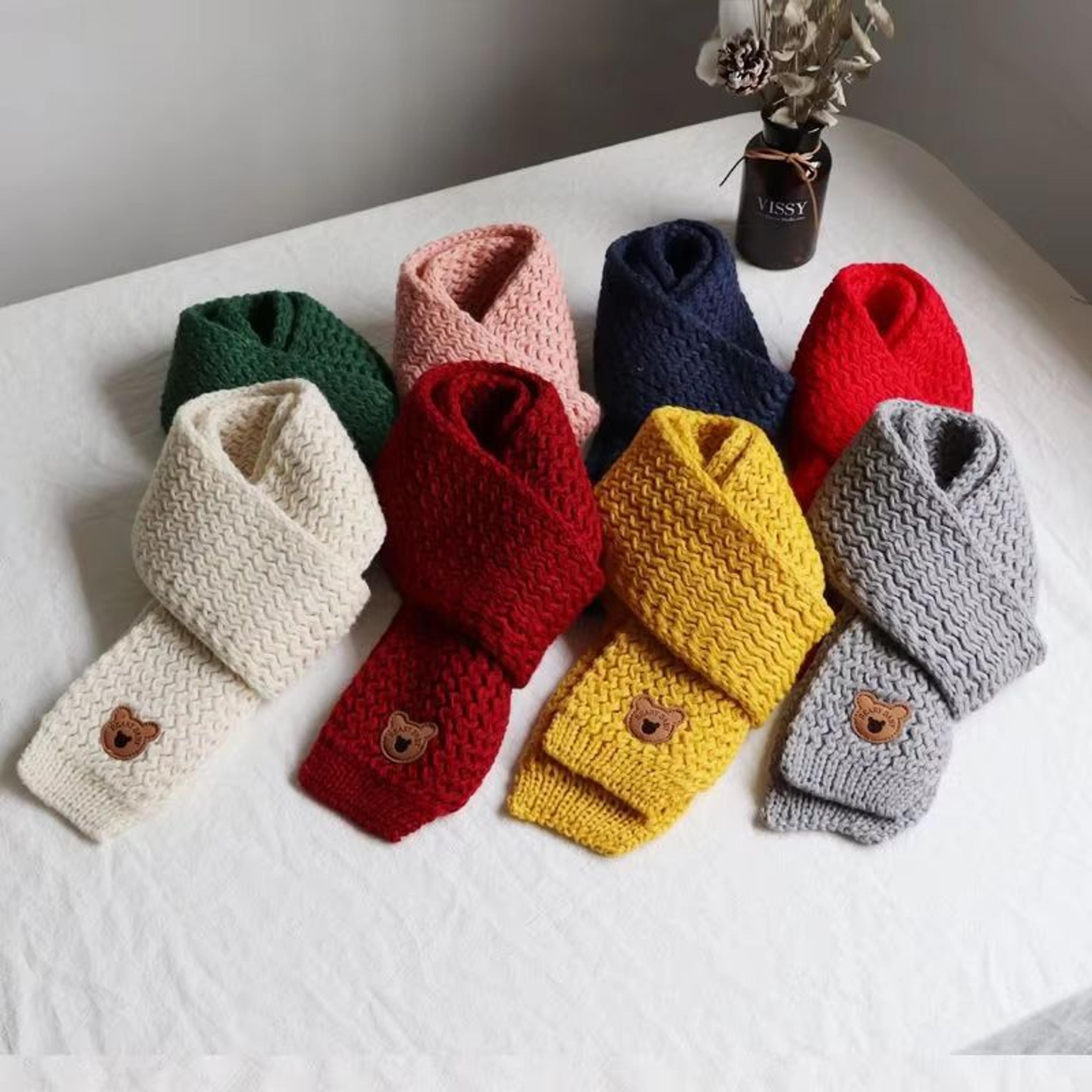 korean-style kids neck warmer windproof scarf, plush fleece lined