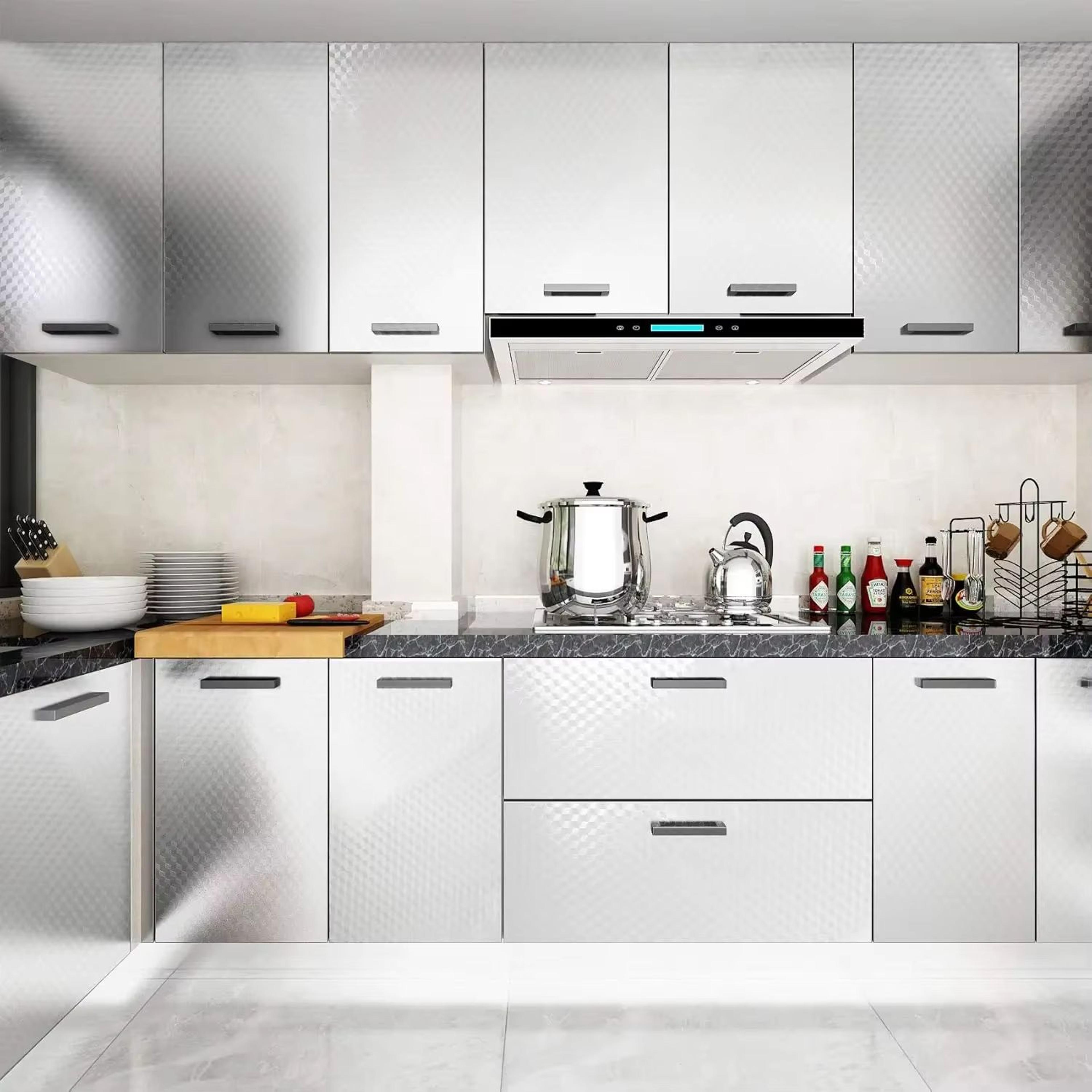stove splash guard aluminum foil backsplash roll, self-adhesive oil-resistant kitchen wallpaper