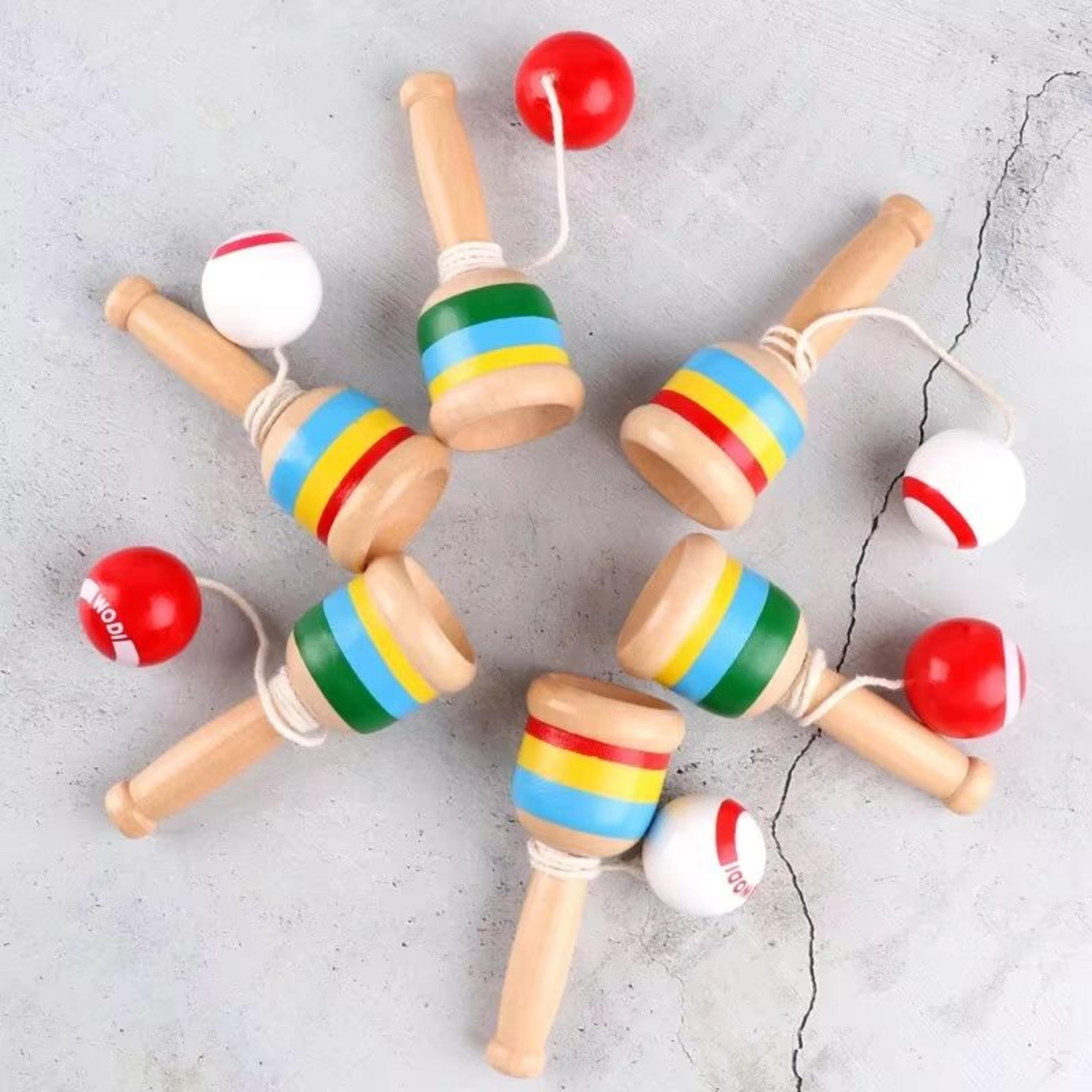 montessori wooden cup-and-ball skill toy, throw-and-catch game for kids