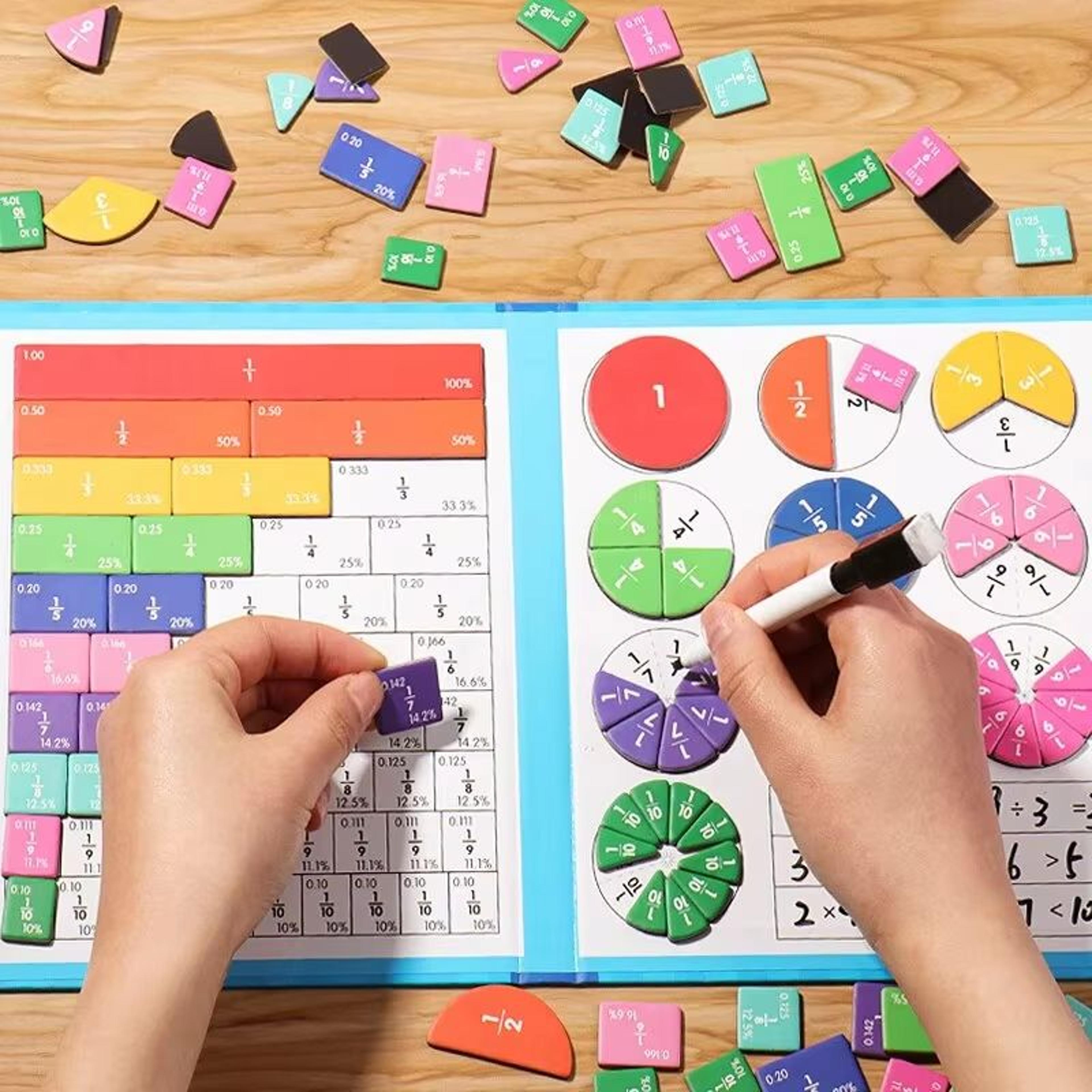 magnetic fraction puzzles & tiles set for kids (montessori math mastery)