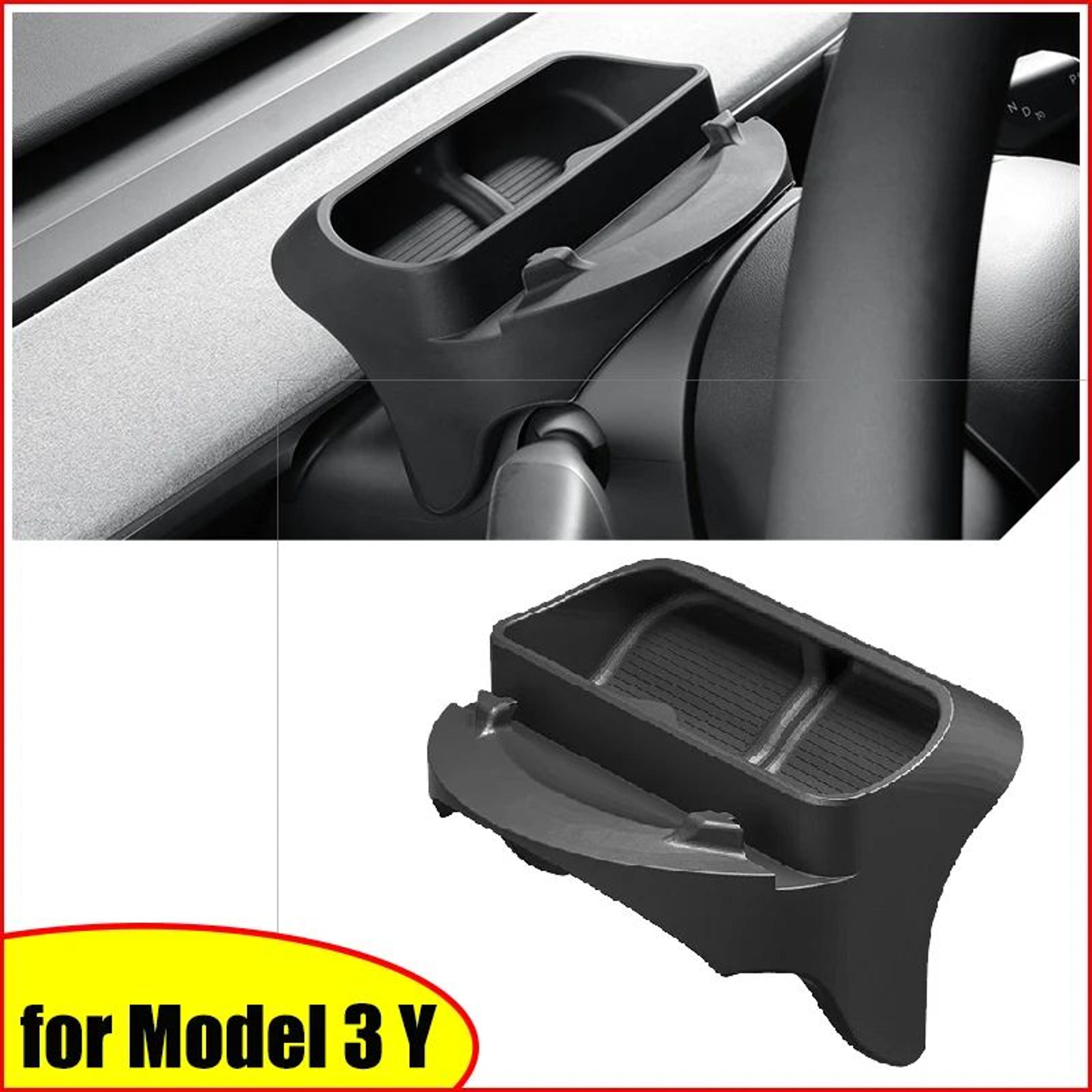 tesla steering wheel storage organizer for model y juniper 2025 & model 3 highland – silicone sunglasses holder & phone