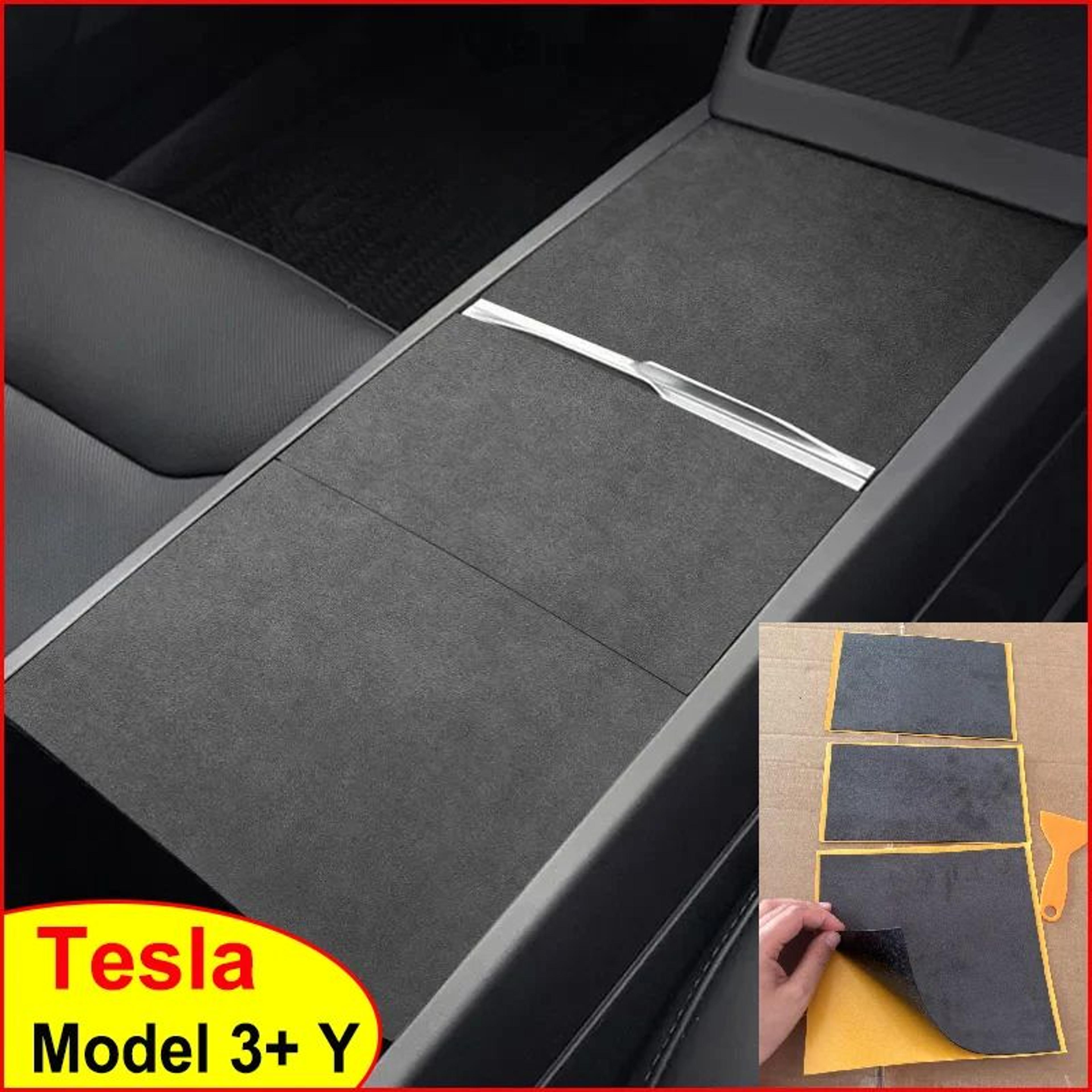 tesla suede center console protector for model y juniper 2025 & model 3 highland – center console panel cover film