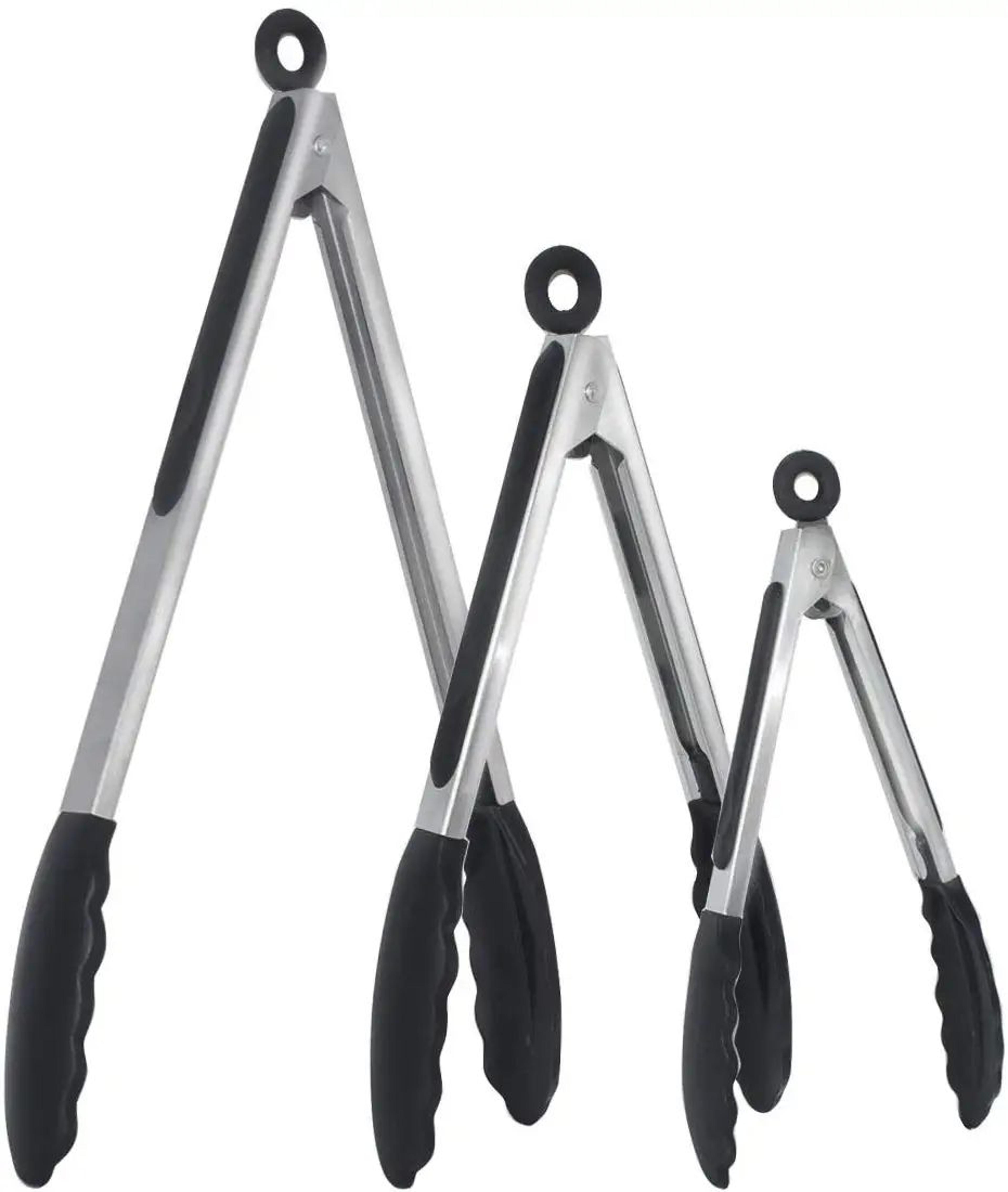 stainless steel silicone kitchen tongs – locking bbq cooking tongs with non-slip tips (7/9/12 inch)