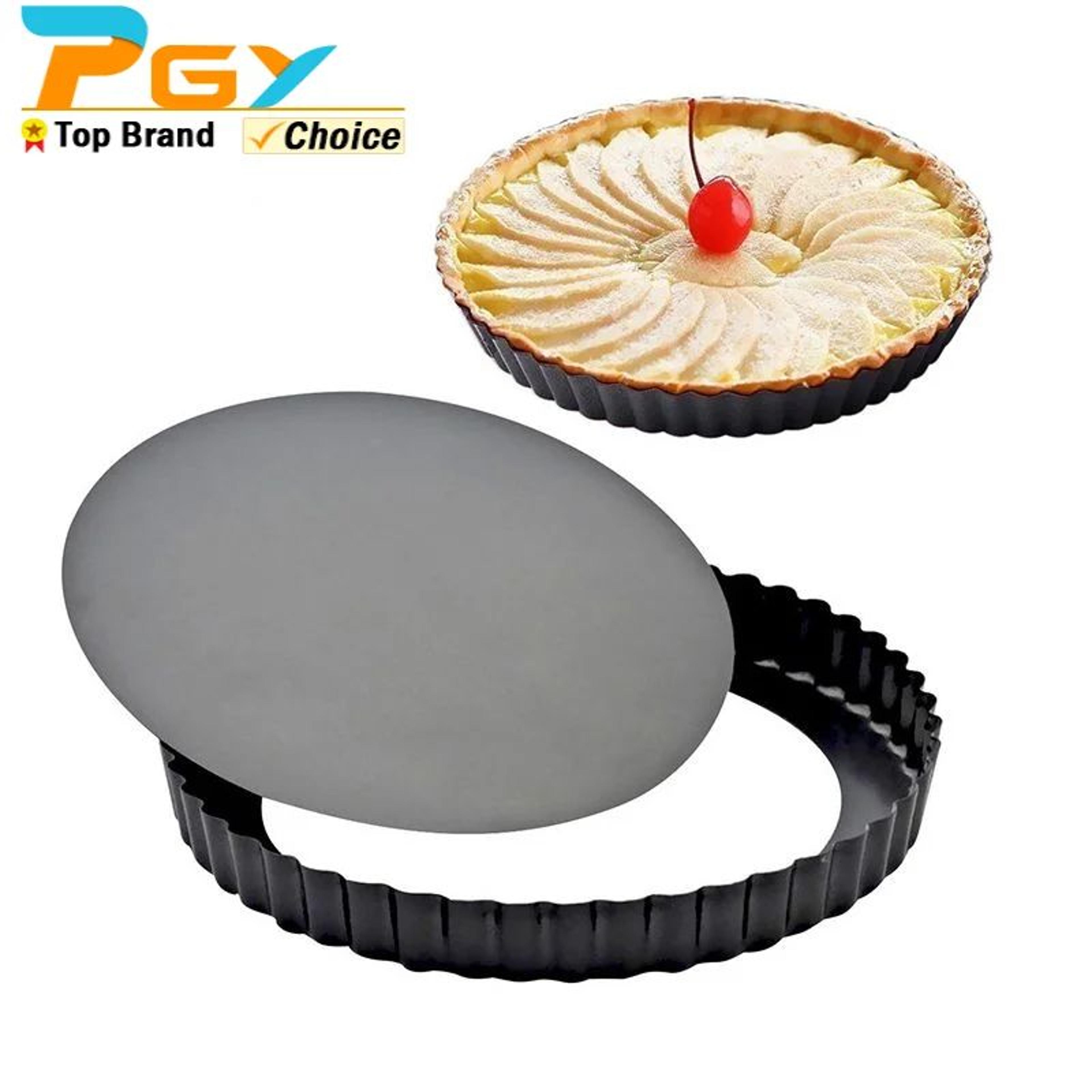 nonstick tart quiche pan with removable bottom – fluted loose bottom baking pan for pies & cakes