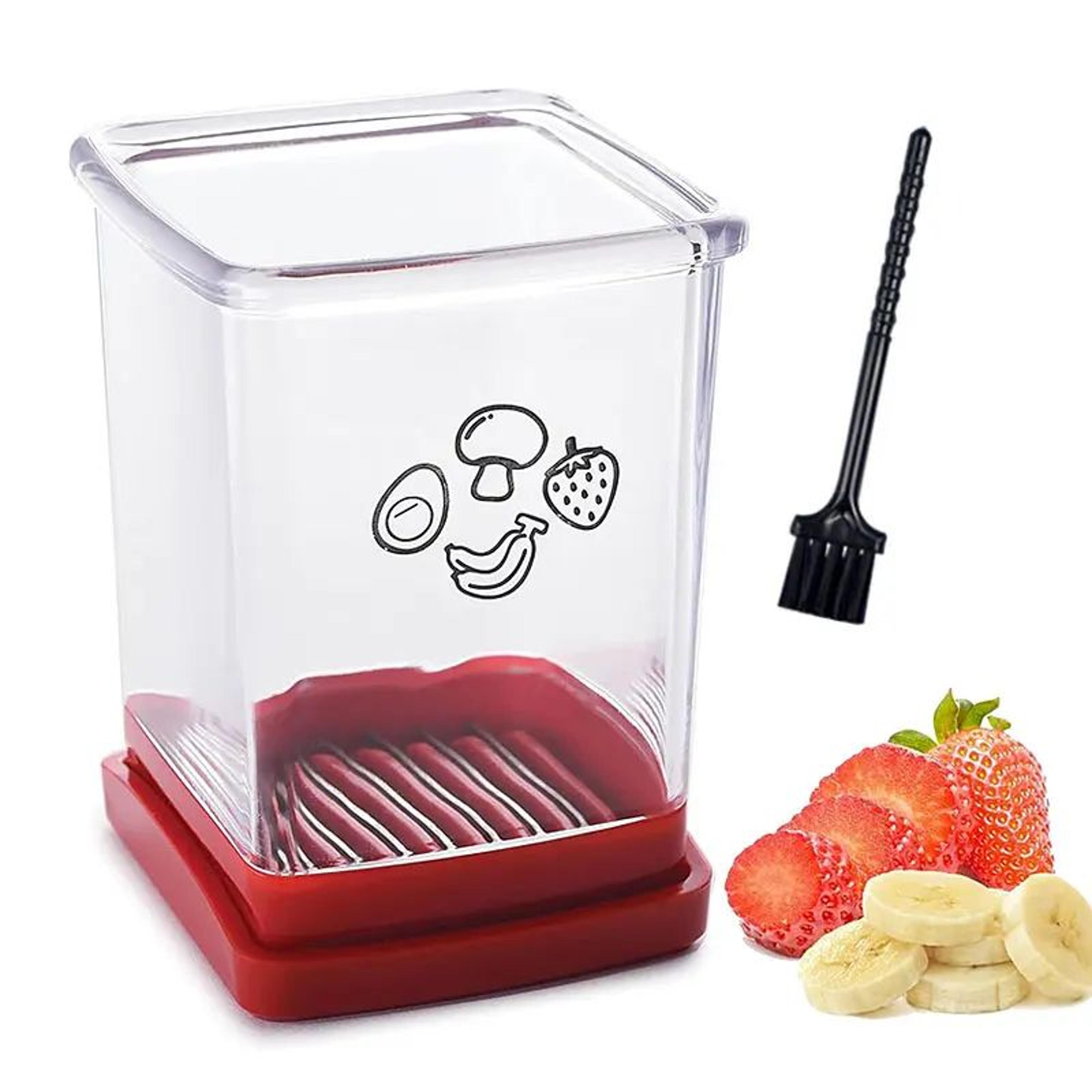 speed cup fruit slicer with push plate – easy banana & egg cutter for quick salads
