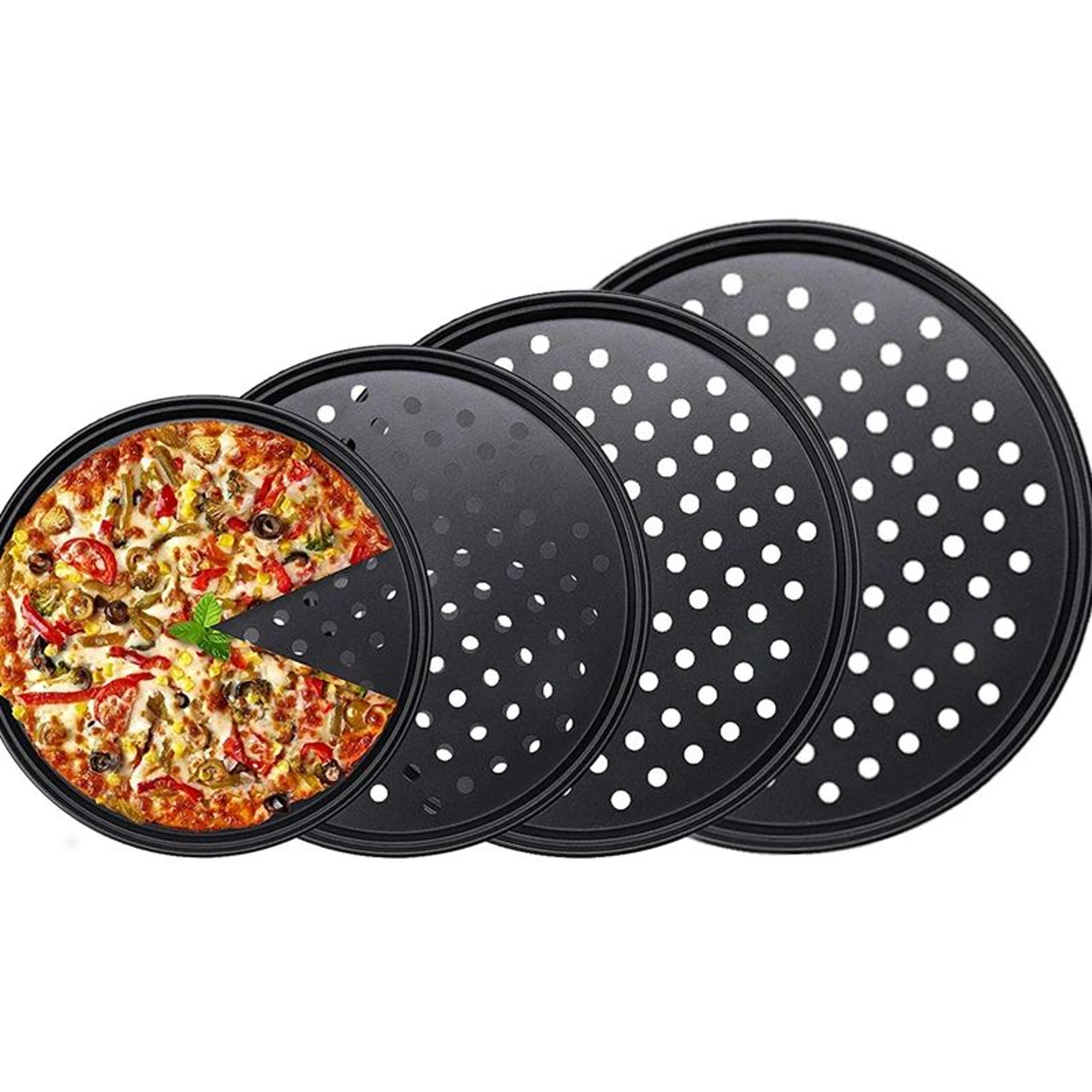 nonstick pizza crisper tray with holes – carbon steel deep dish pizza baking pan