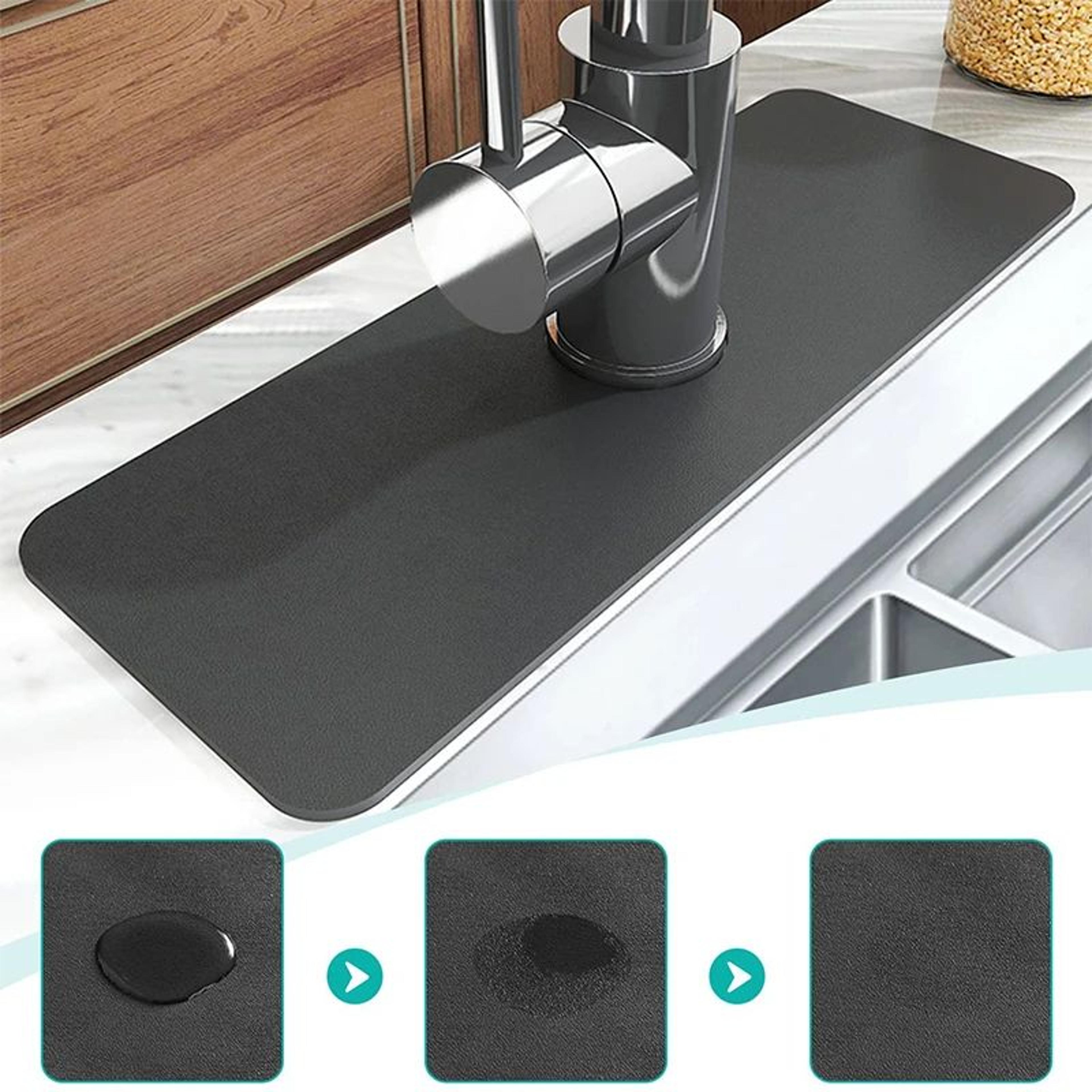 upgraded diatomite sink splash guard – absorbent faucet drip catcher mat for kitchen & bathroom