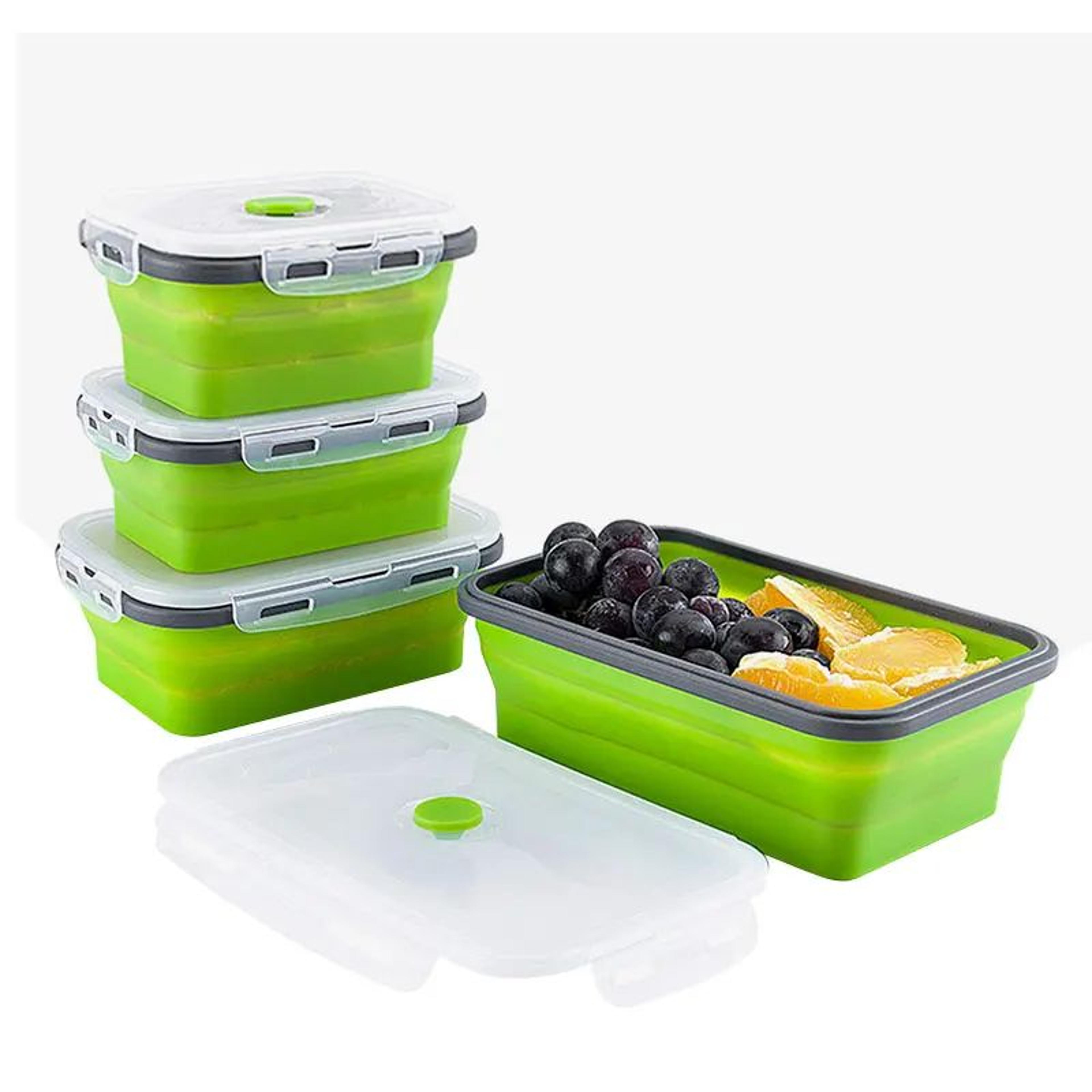 collapsible silicone bento lunch box – portable food storage container for home & travel