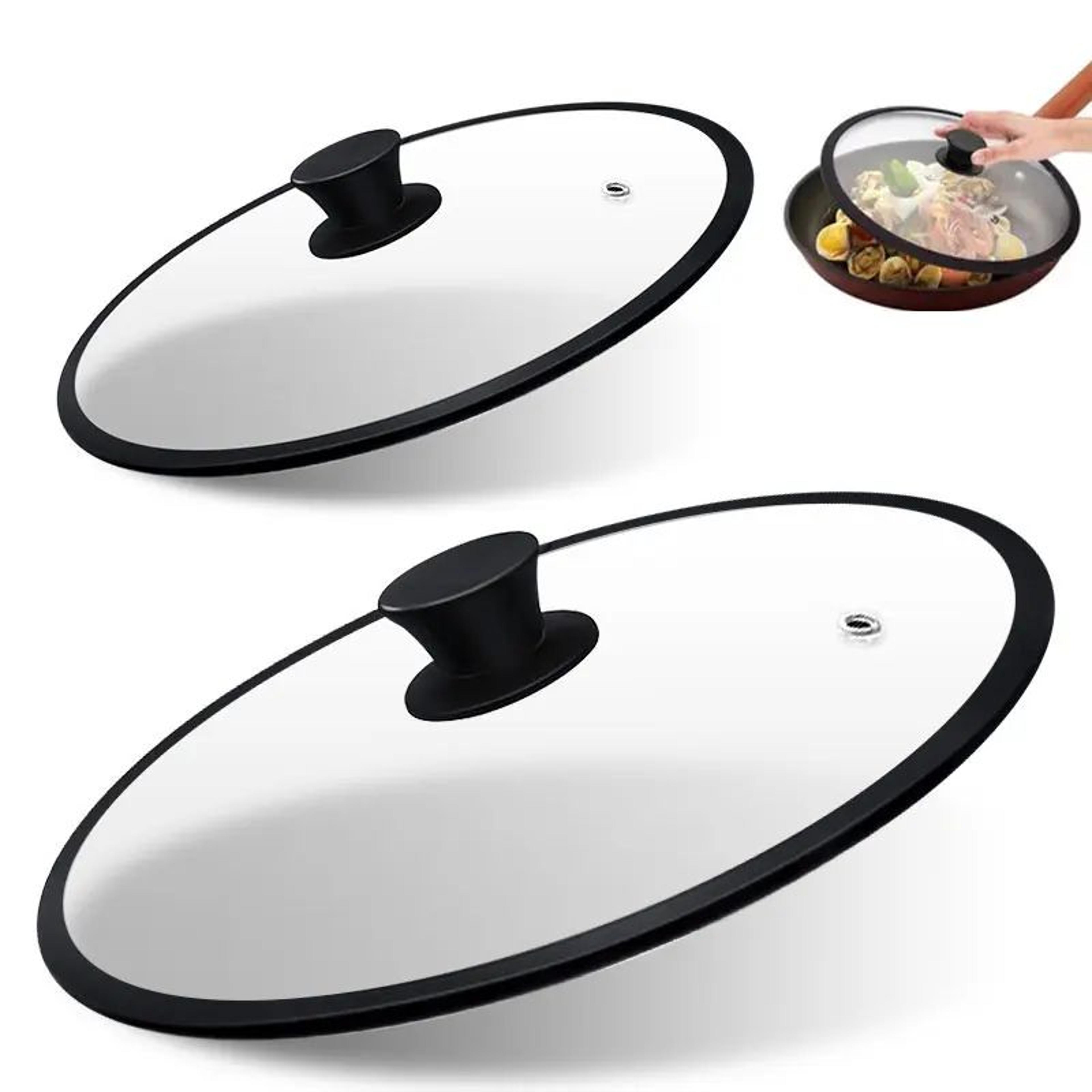 universal tempered glass pot lid with silicone rim – vented cover for pots, pans & skillets