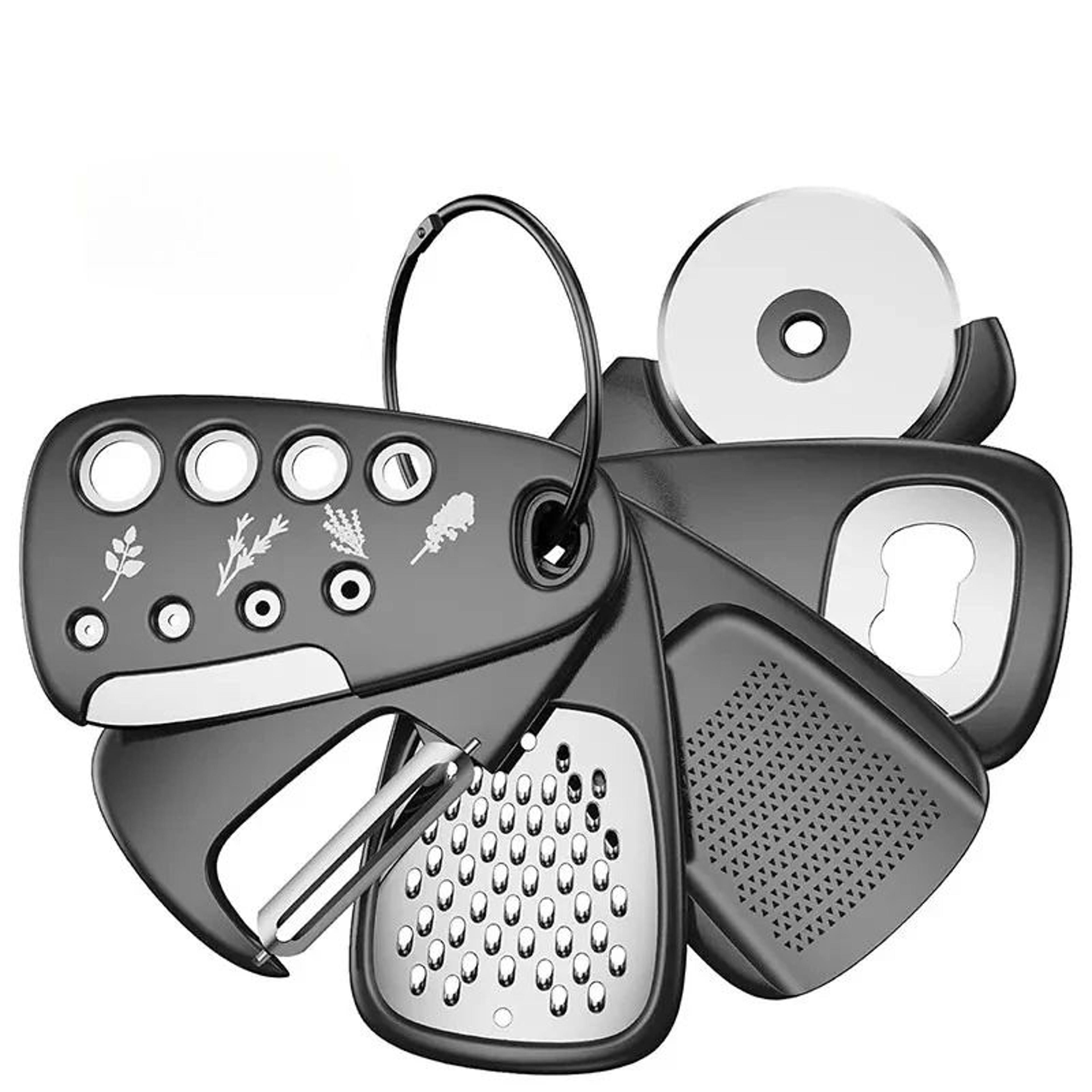 6-piece space-saving kitchen gadgets set – essential cooking tools with cheese grater & pizza cutter