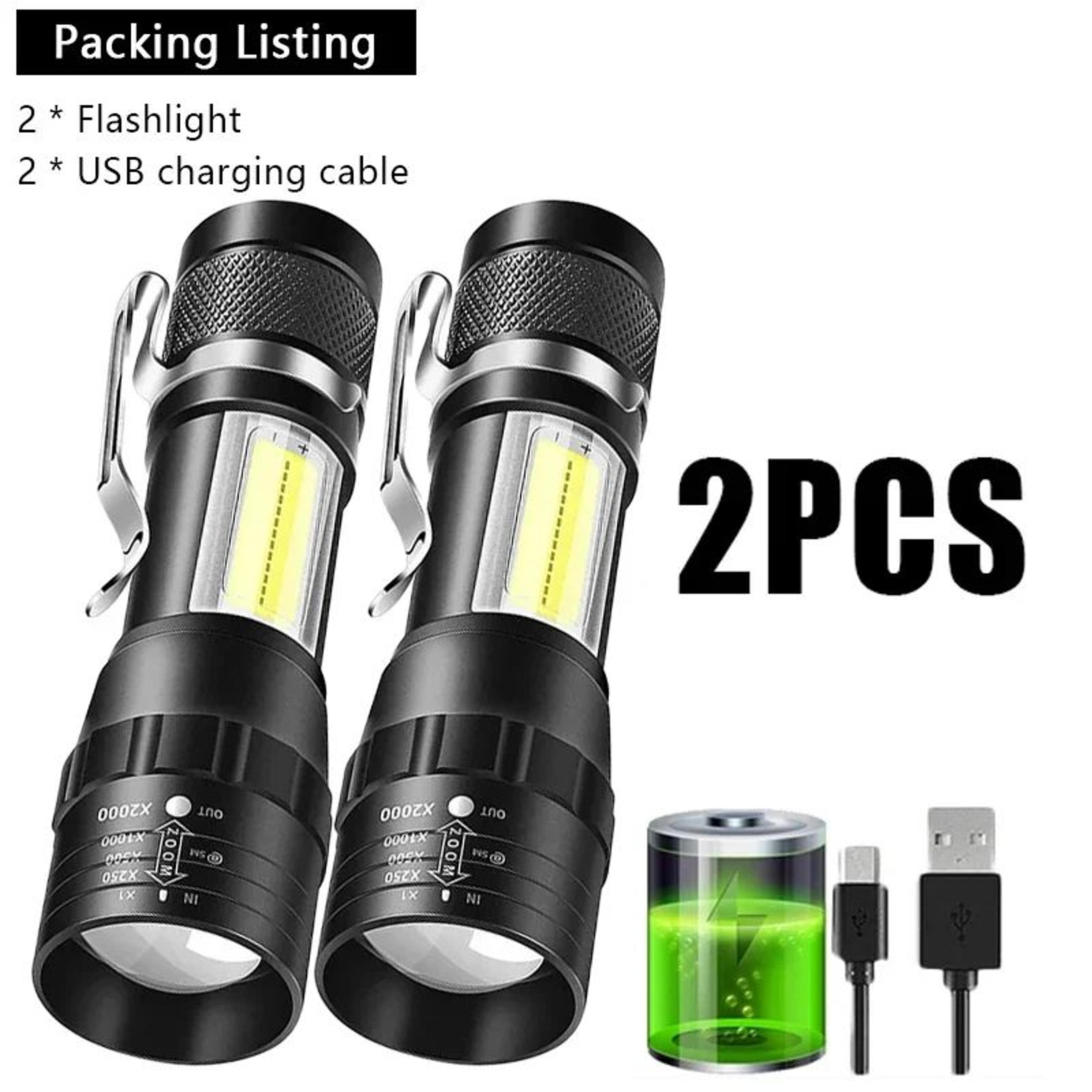 brightcore mini usb rechargeable flashlight with cob led & zoom focus