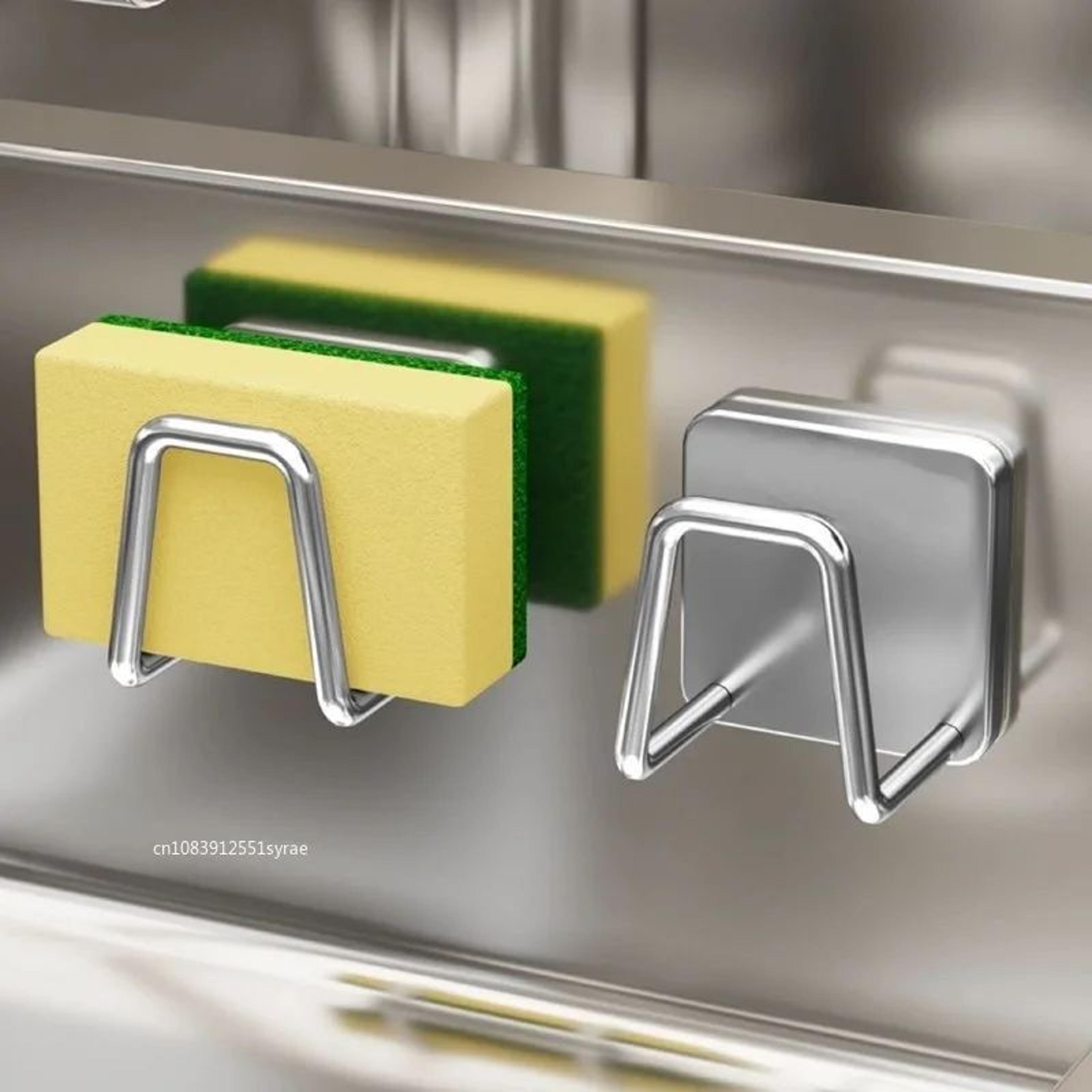 sinksmart stainless steel sponge holder – self-adhesive kitchen sink organizer