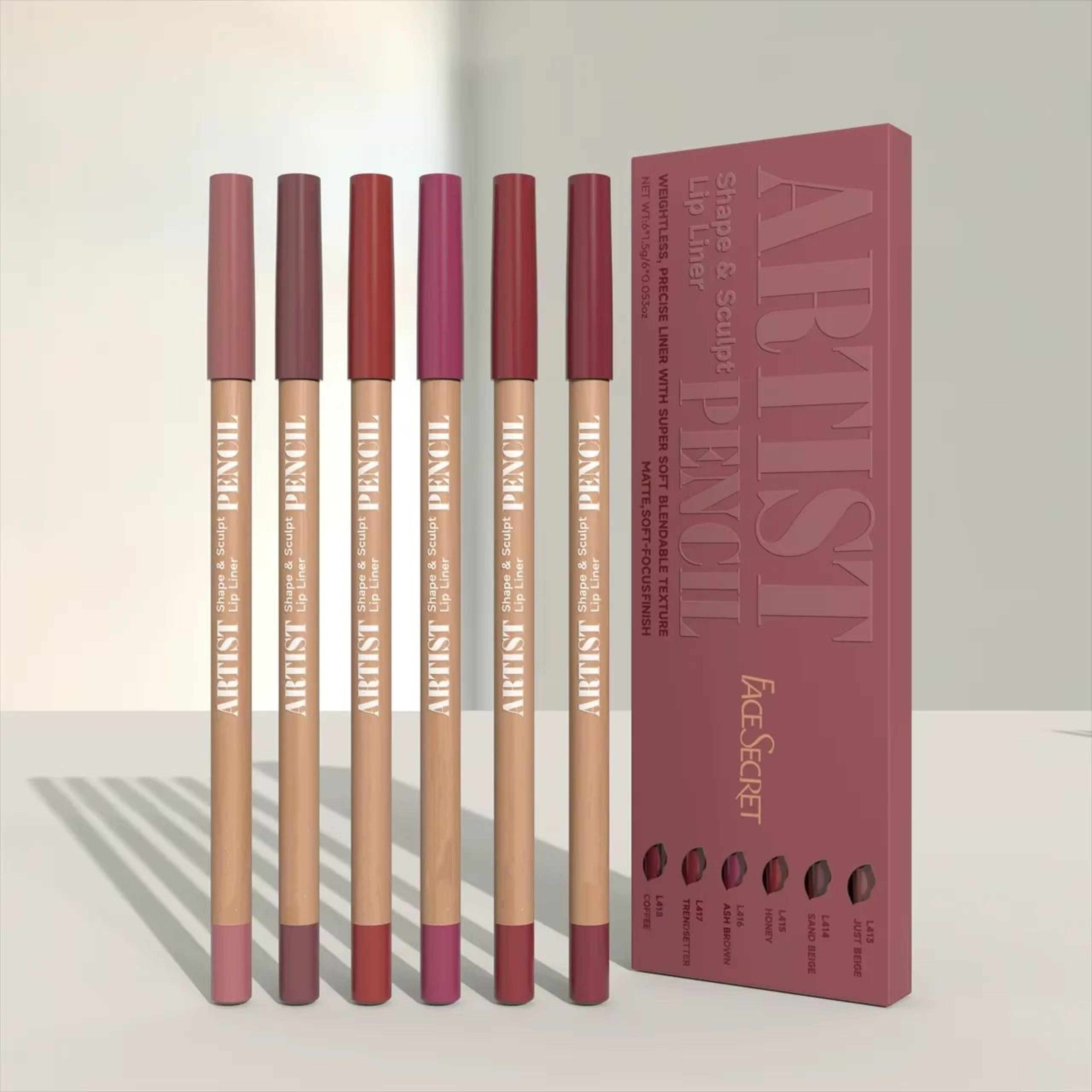 facesecret sculpting lip liner pencil set – matte precision & soft blend formula