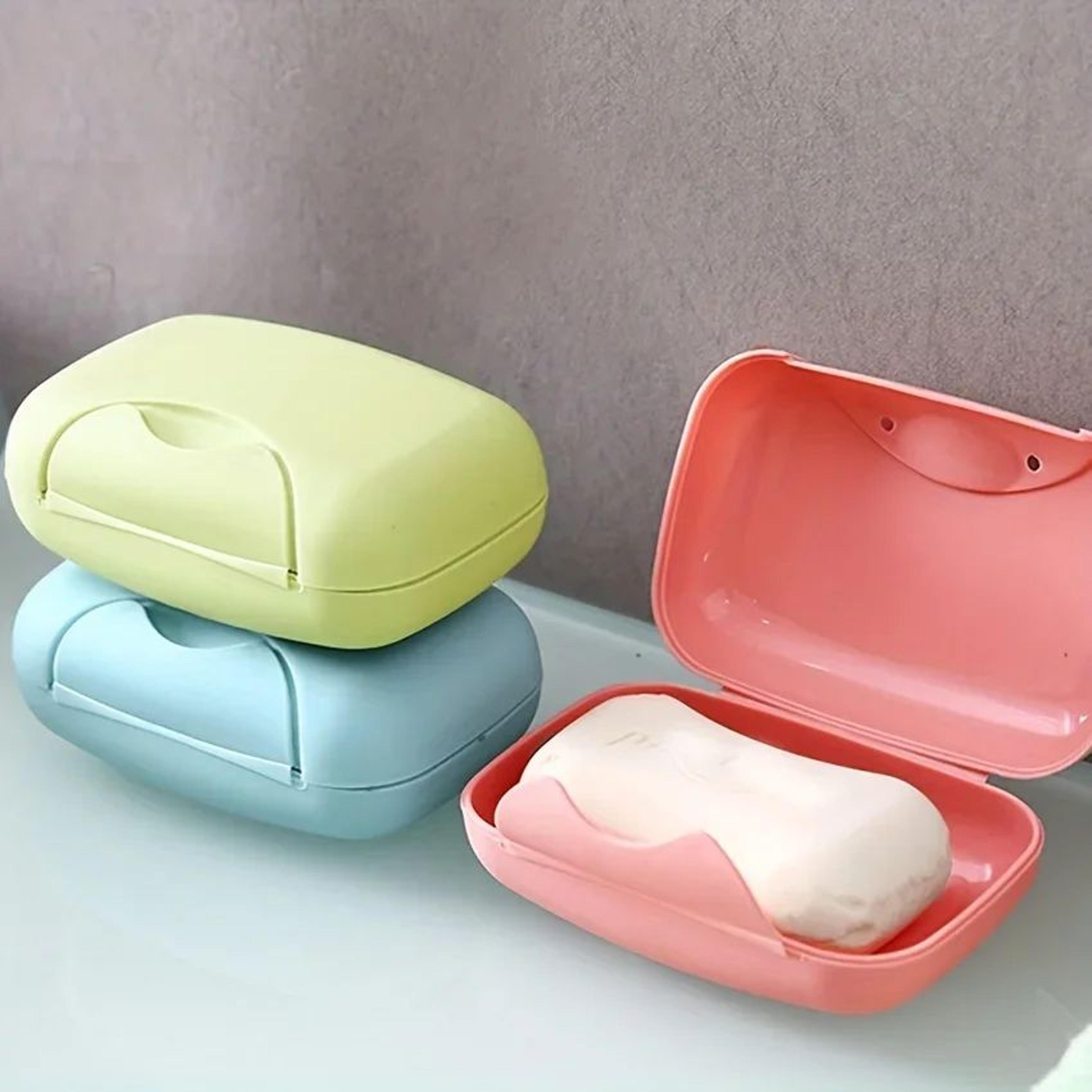 portable soap box with lid – 3-piece travel soap dish containers for bathroom & baby use